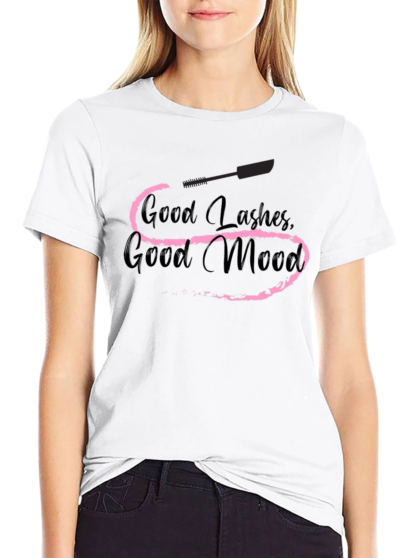 Good Lashes Good Mood Black Graphic Tee