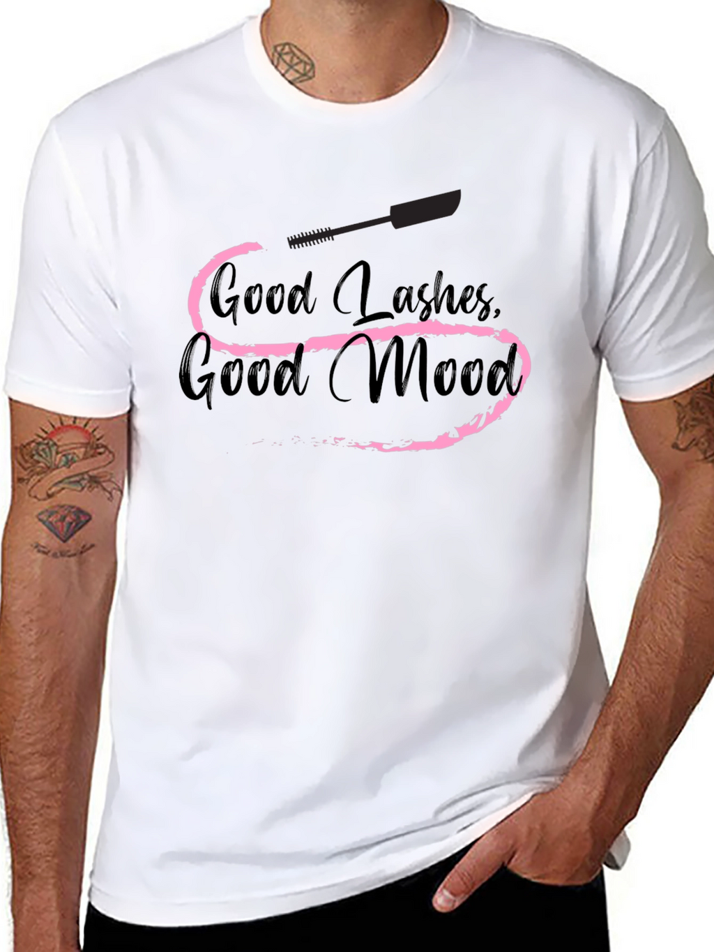 Good Lashes Good Mood Black Graphic Tee