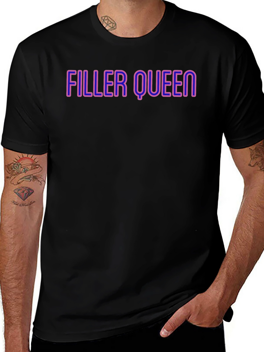 Filler Queen Graphic Tee - Black Crew Neck T-Shirt