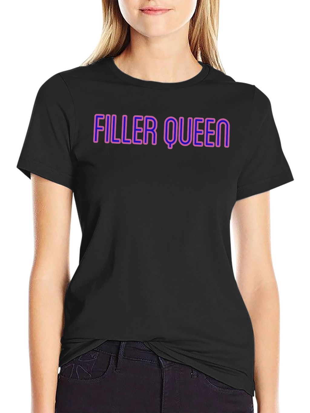 Filler Queen Graphic Tee - Black Crew Neck T-Shirt