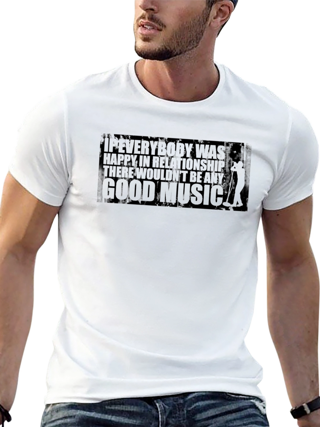 Mens Black Graphic T-Shirt - Music & Relationships
