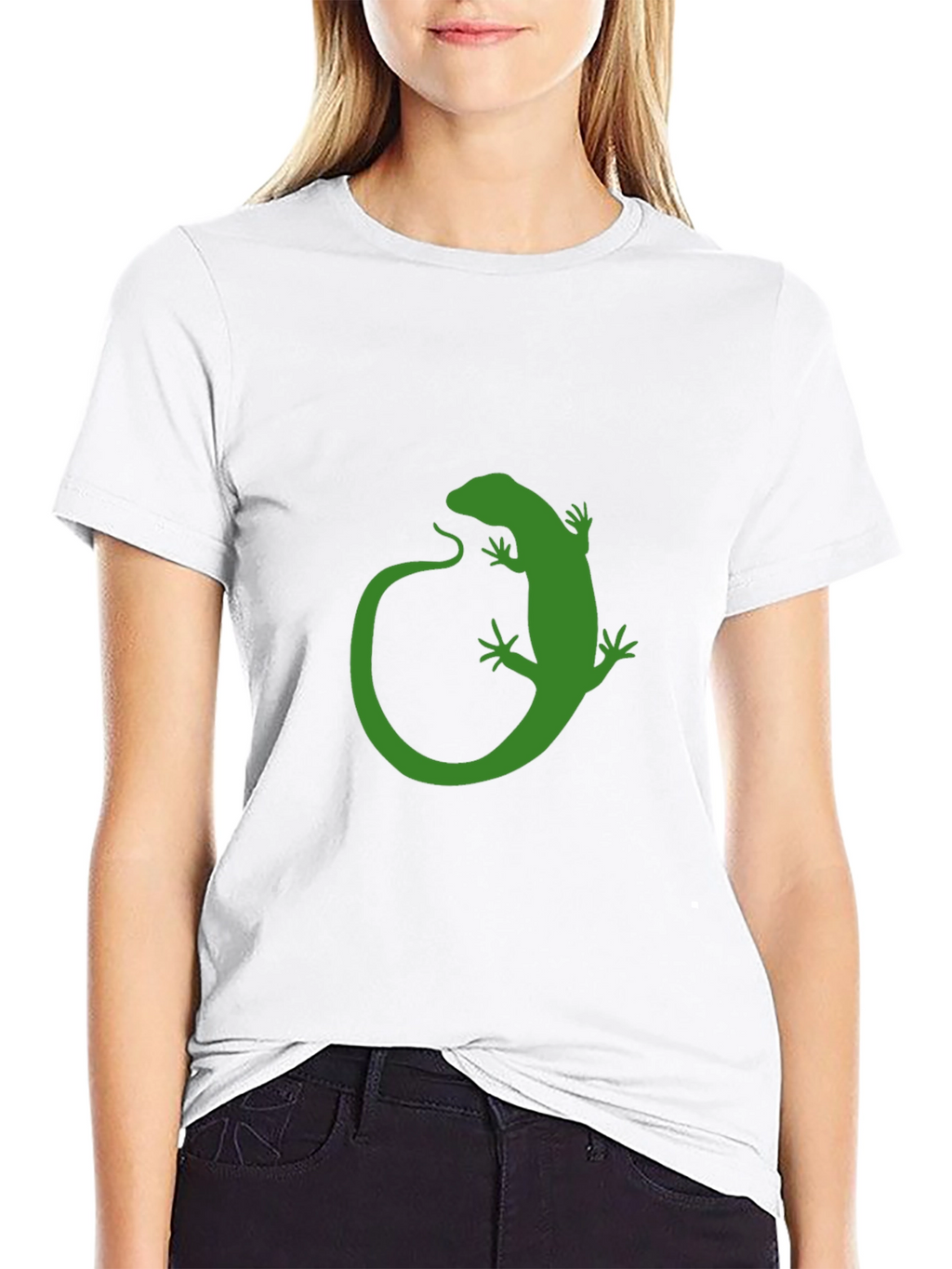 Green Lizard Graphic Black T-Shirt