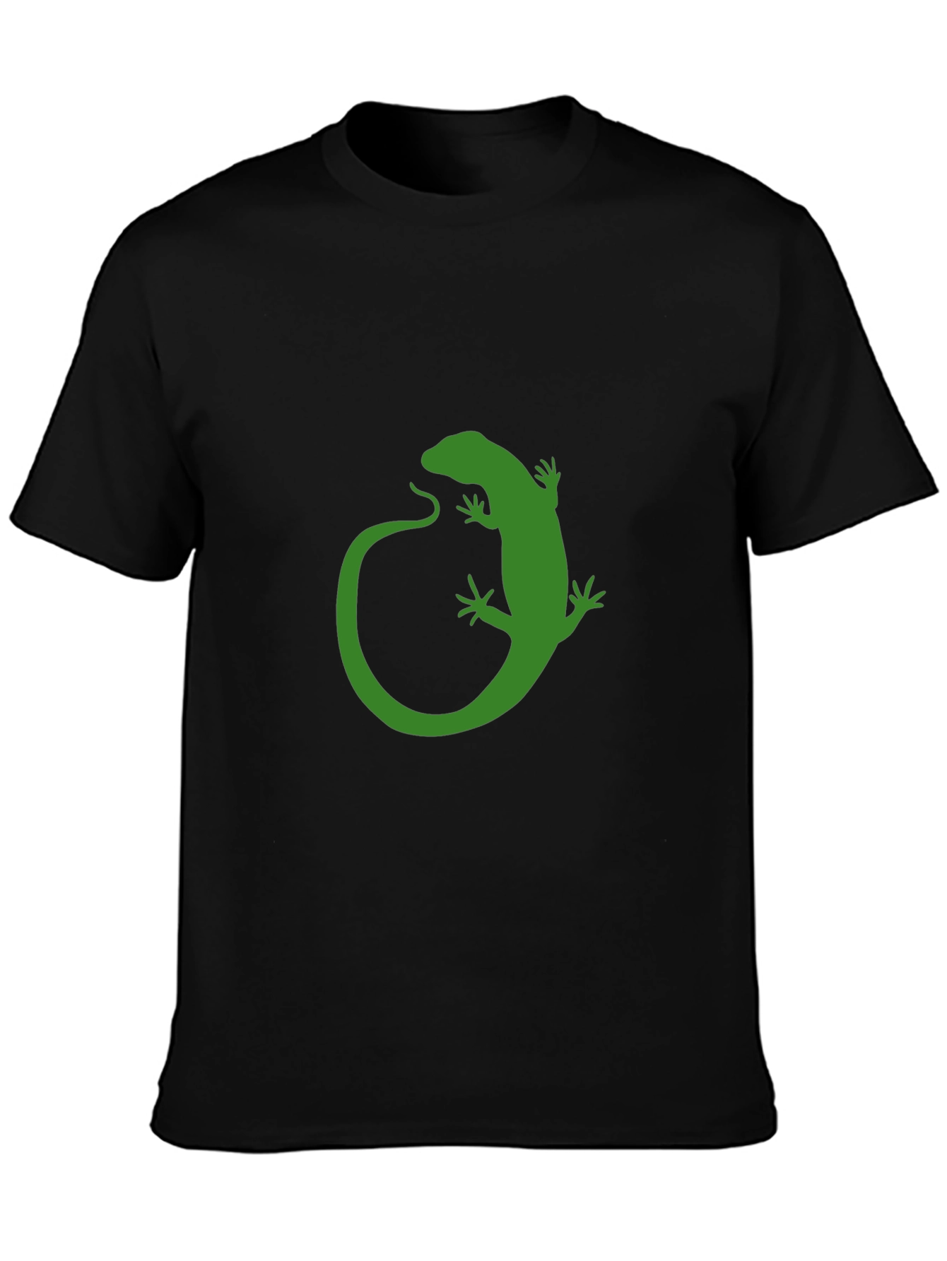 Green Lizard Graphic Black T-Shirt