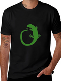 Green Lizard Graphic Black T-Shirt