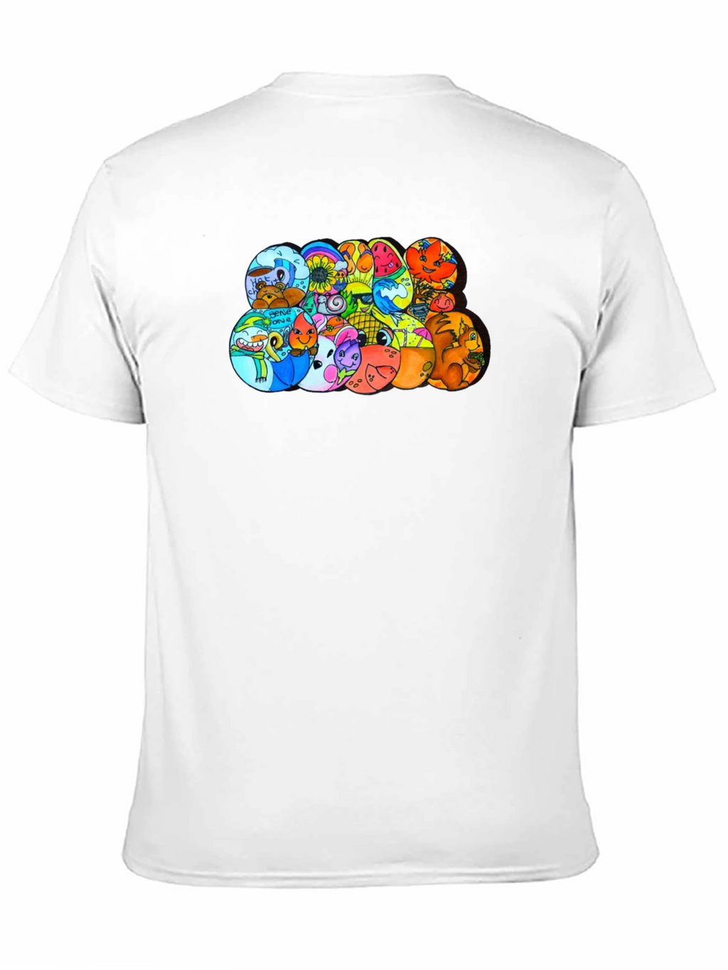 Cartoon Character Circles Black T-Shirt