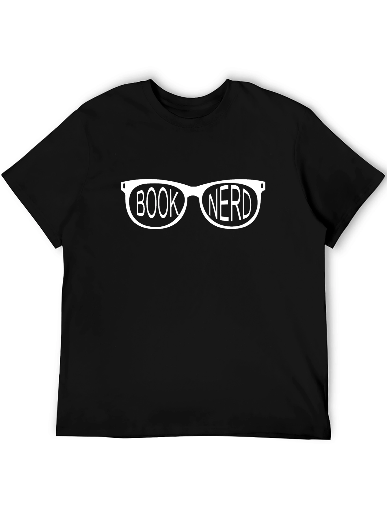 Book Nerd Glasses T-Shirt - Black Cotton