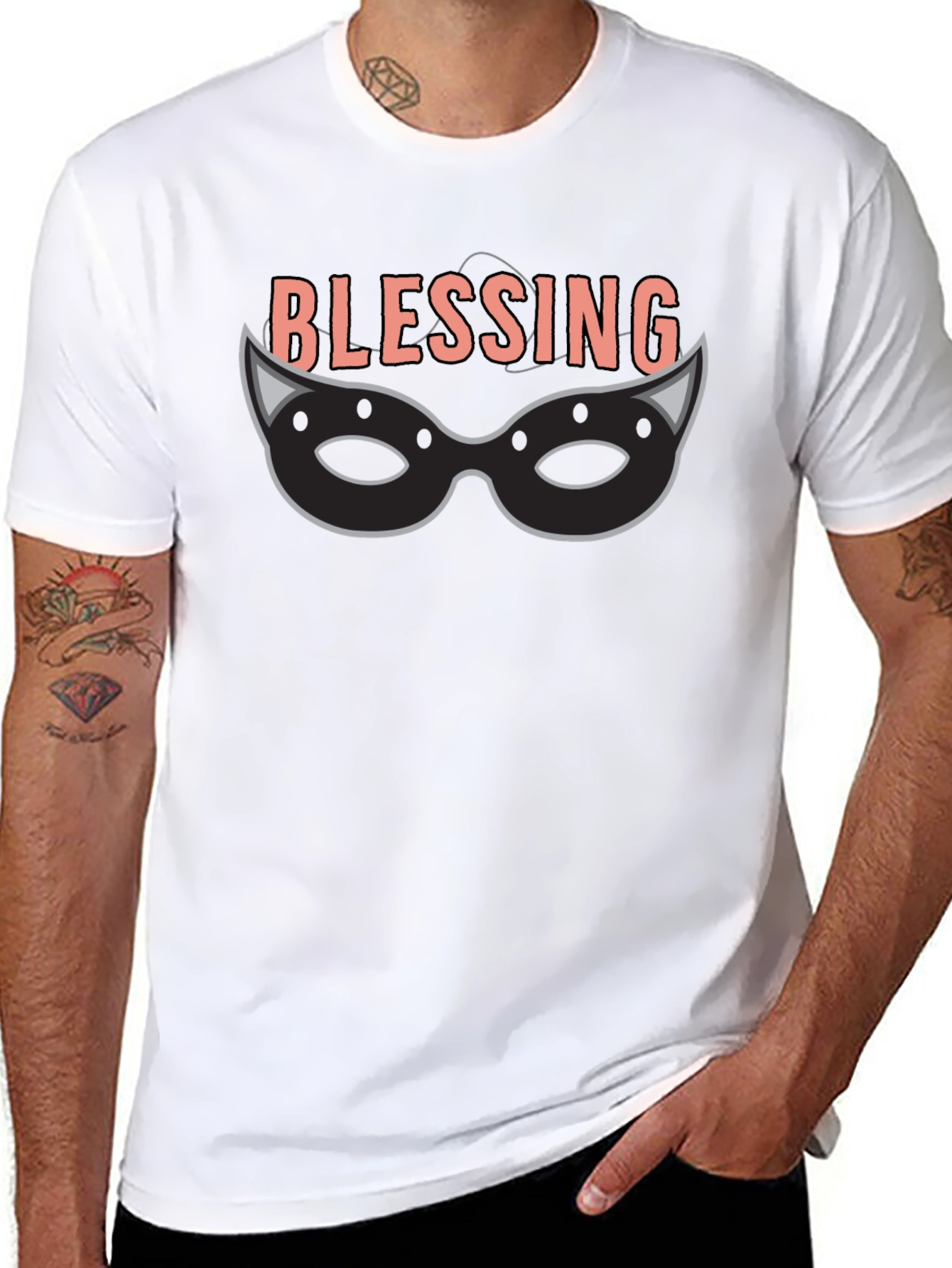 Blessing Mask Graphic Tee - Unique Design