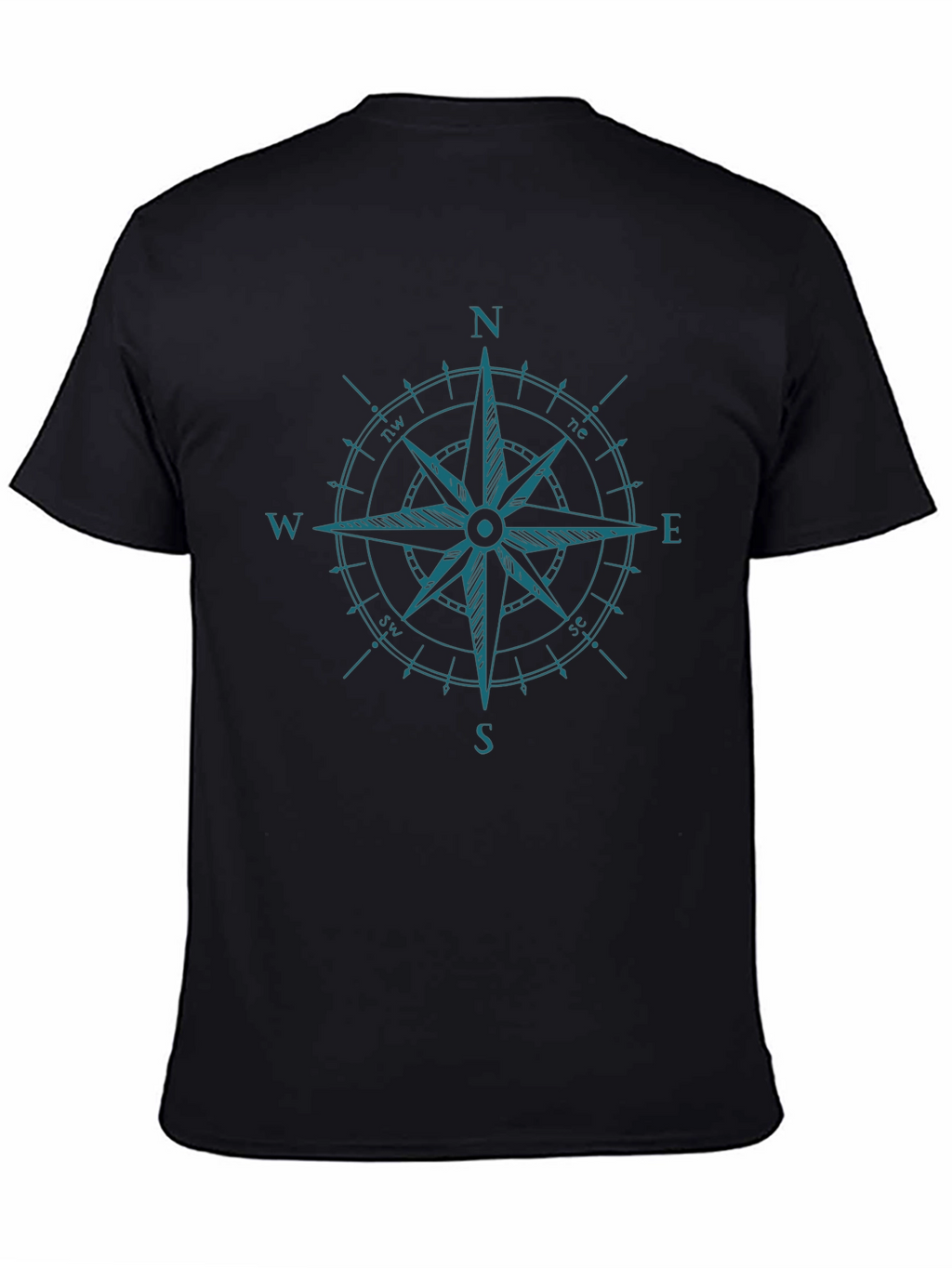 Nautical Compass Rose Black Graphic T-Shirt