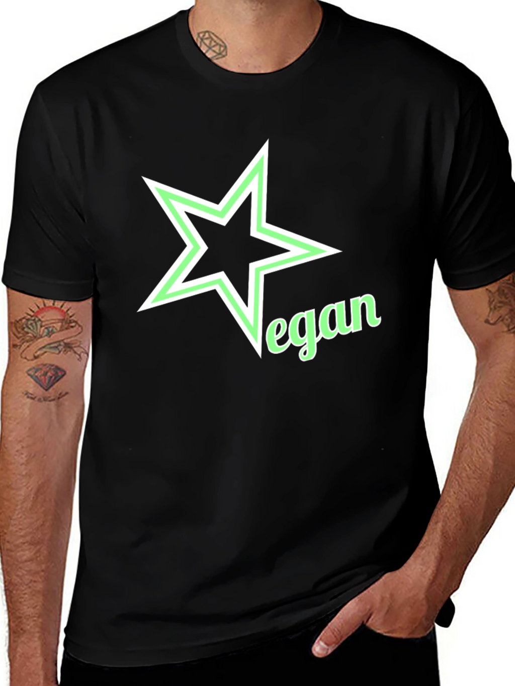 Vegan Star Graphic Black T-Shirt