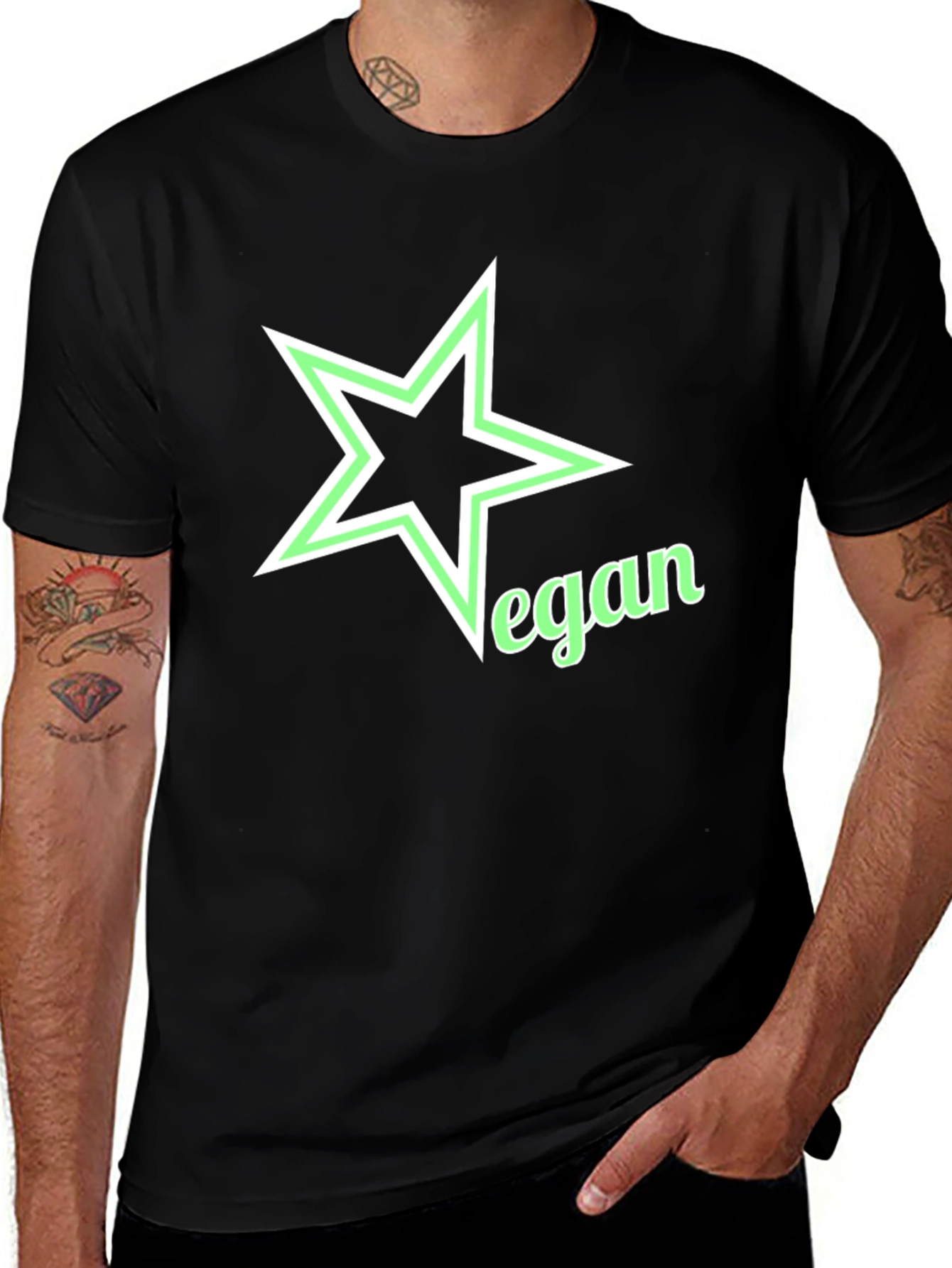 Vegan Star Graphic Black T-Shirt