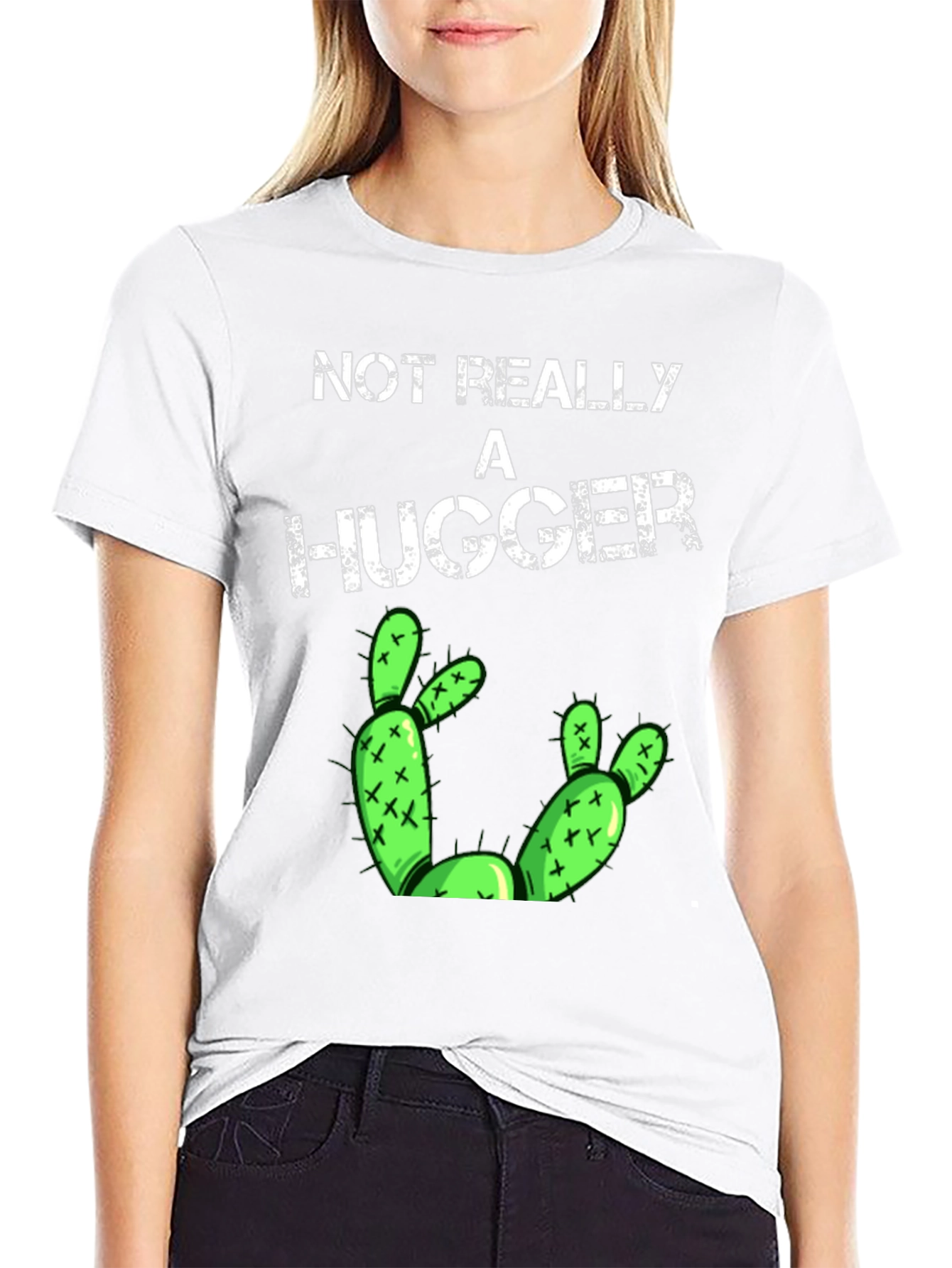 Not Really a Hugger T-Shirt Funny Cactus Tee