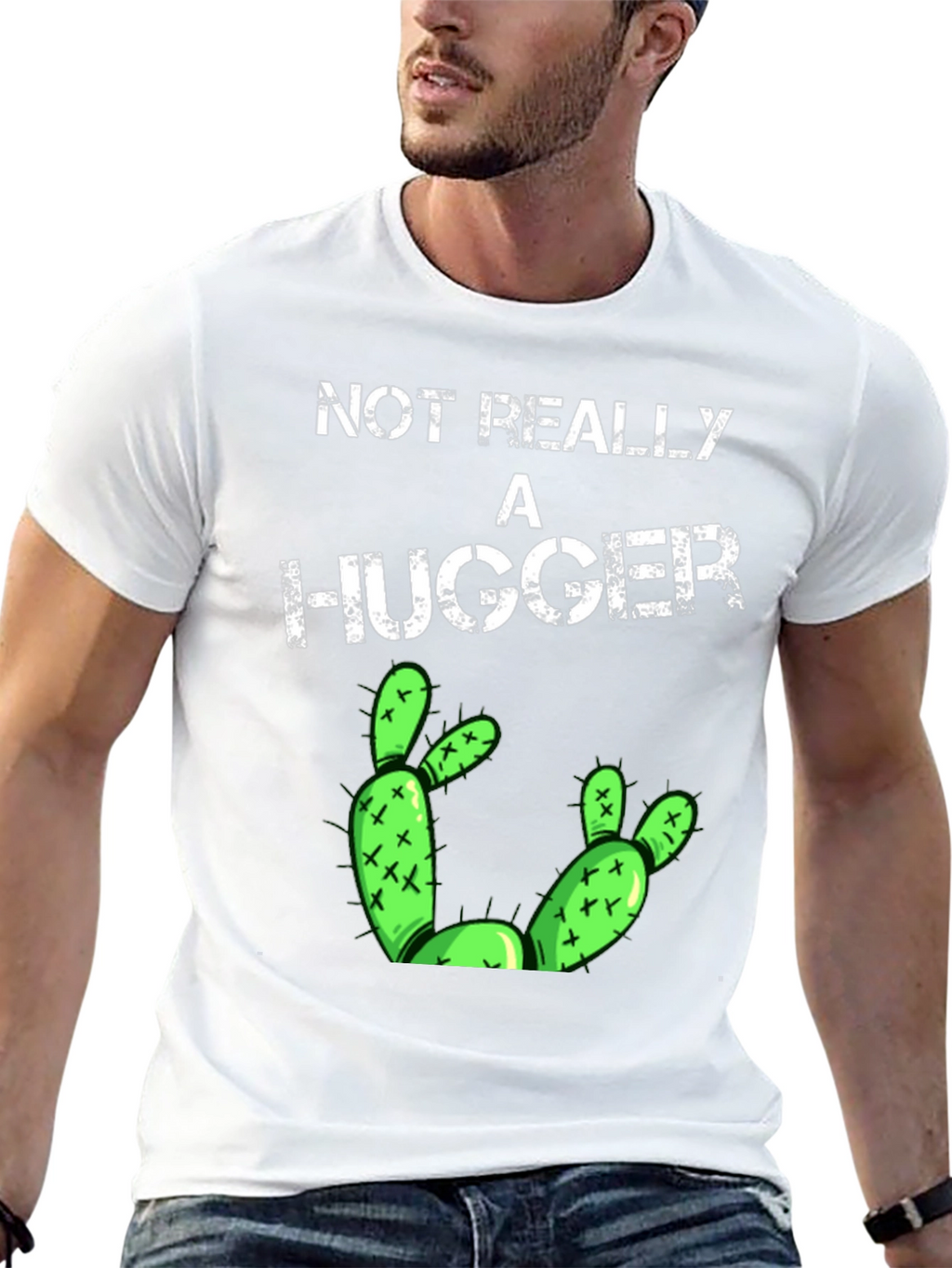 Not Really a Hugger T-Shirt Funny Cactus Tee