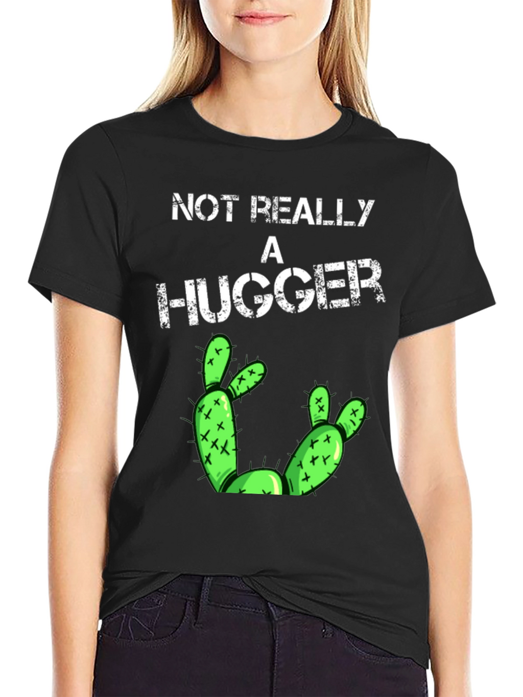 Not Really a Hugger T-Shirt Funny Cactus Tee