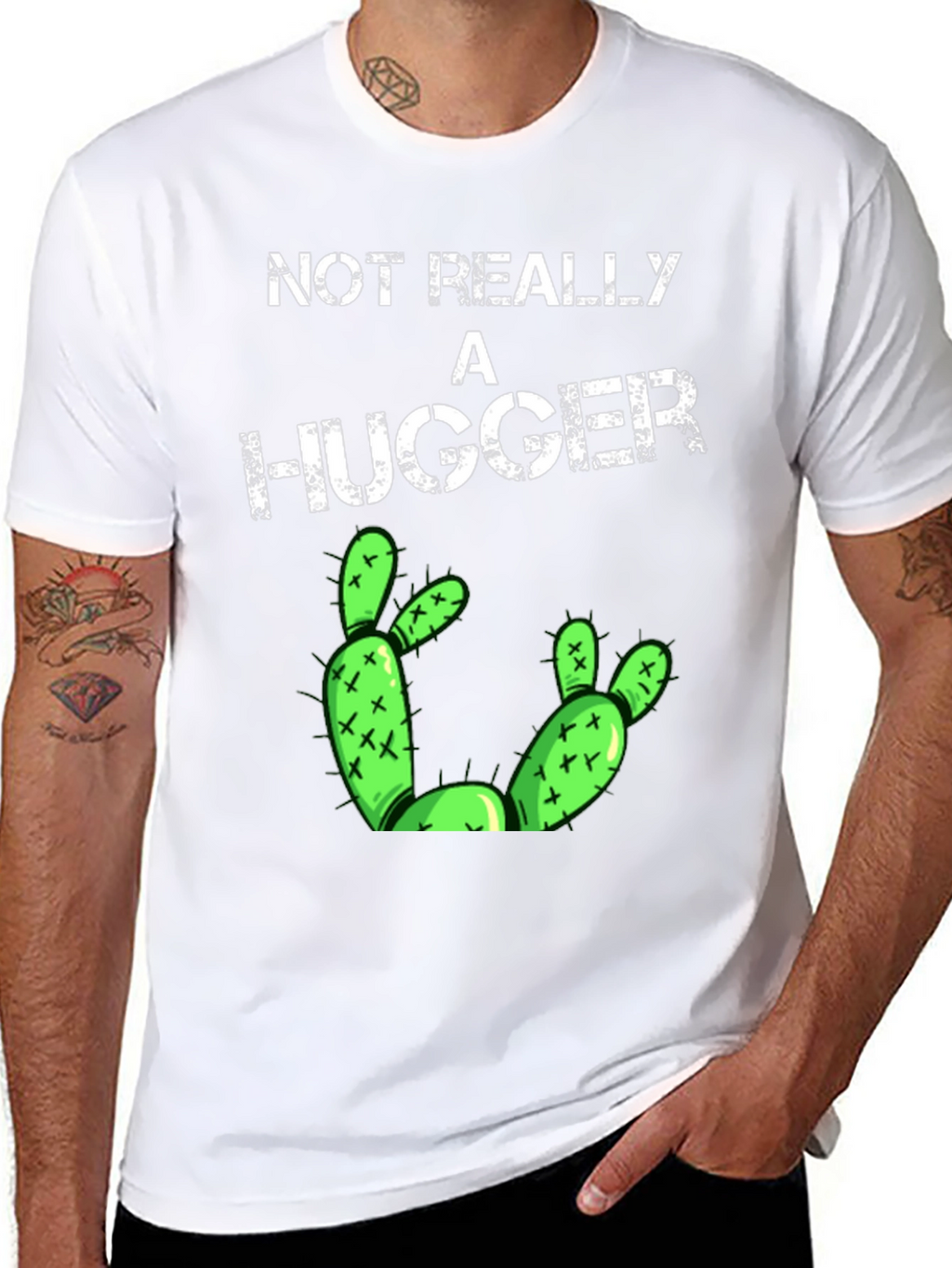 Not Really a Hugger T-Shirt Funny Cactus Tee