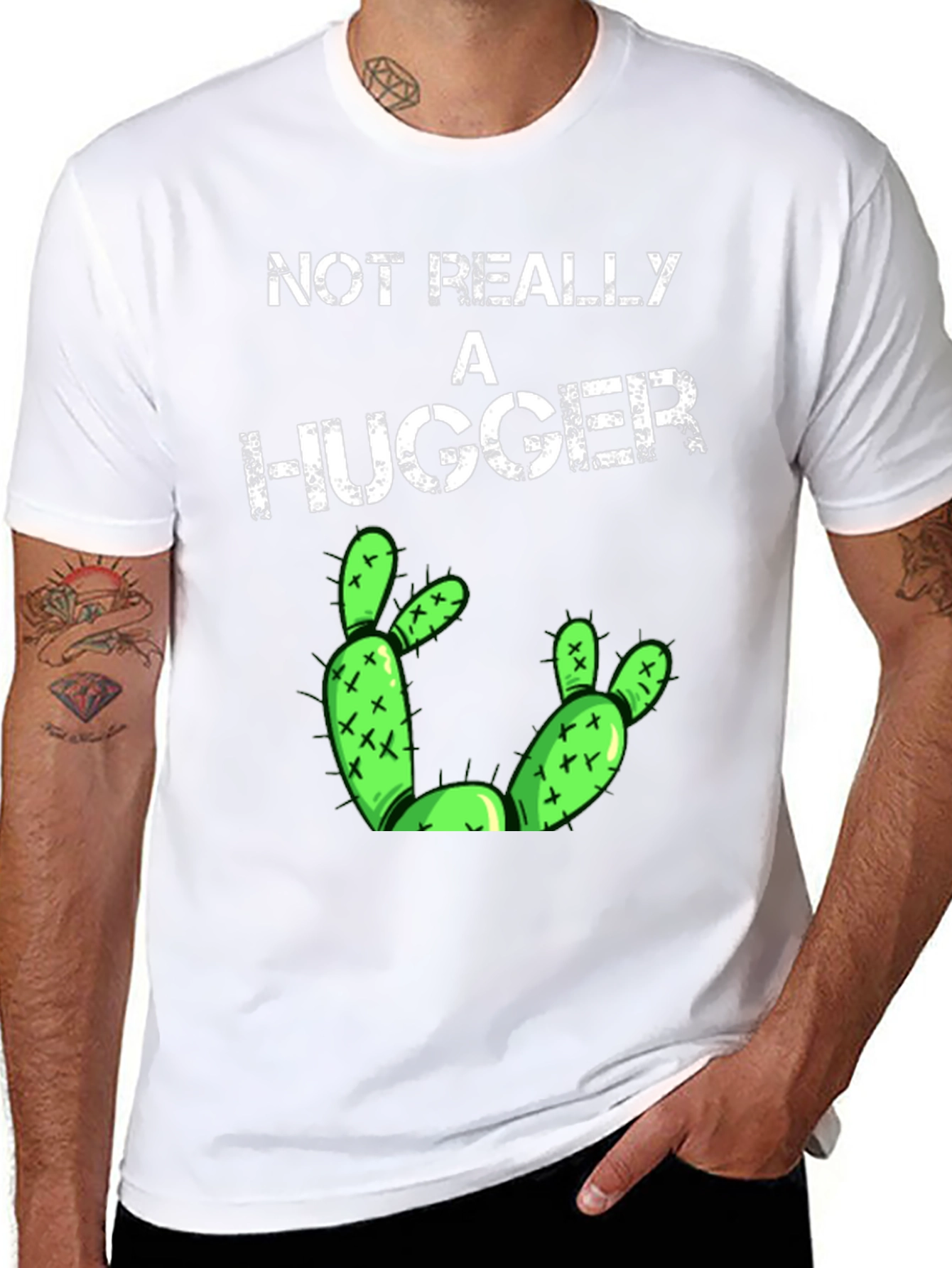 Not Really a Hugger T-Shirt Funny Cactus Tee