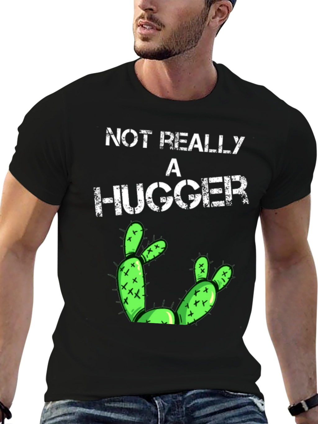 Not Really a Hugger T-Shirt Funny Cactus Tee