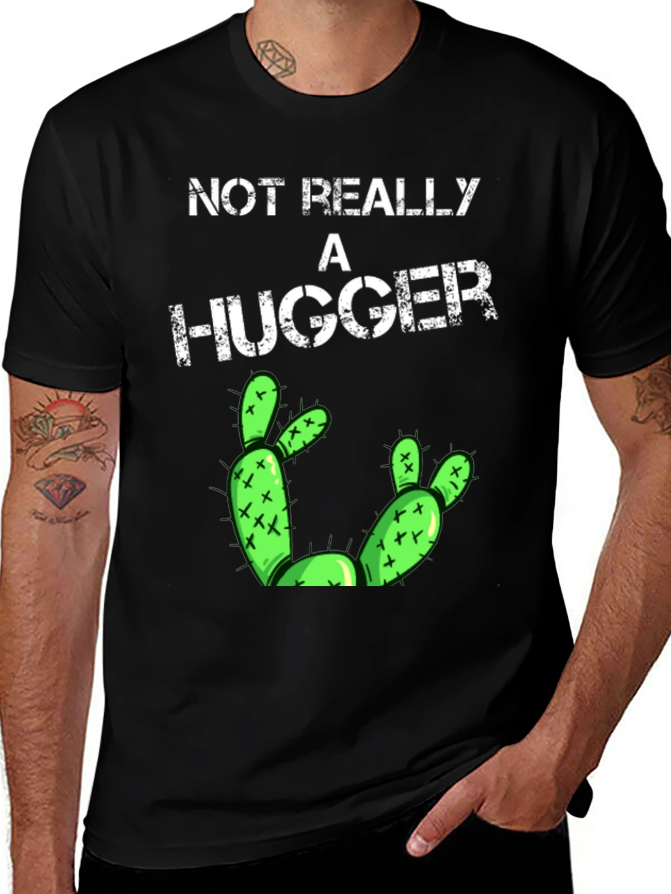 Not Really a Hugger T-Shirt Funny Cactus Tee
