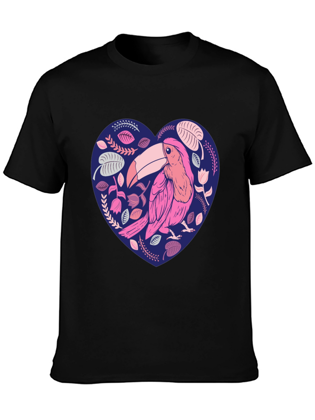 Toucan Heart Graphic Tee - Stylish Mens Black T-Shirt