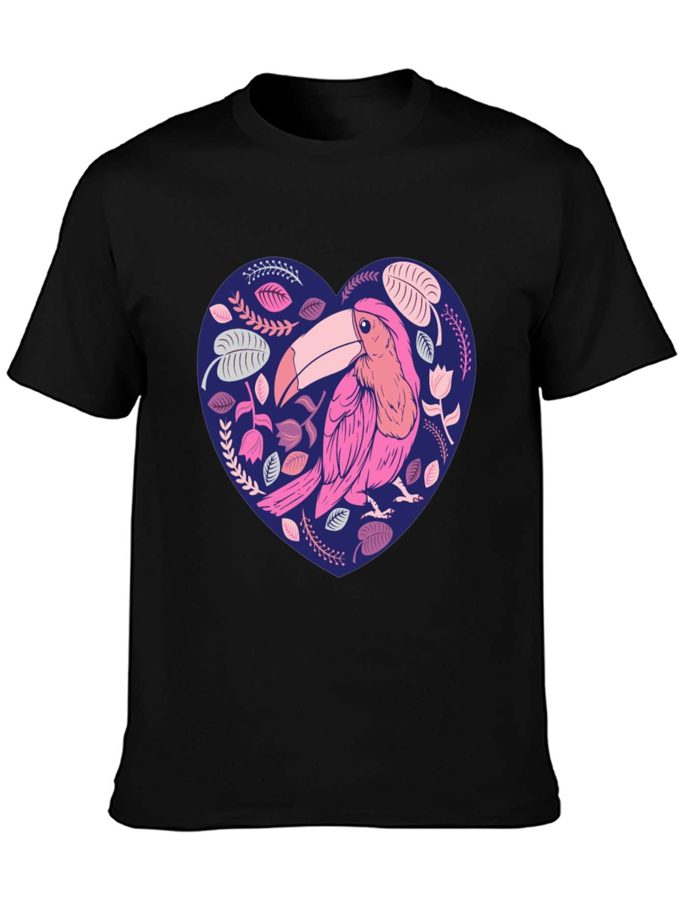 Toucan Heart Graphic Tee - Stylish Mens Black T-Shirt