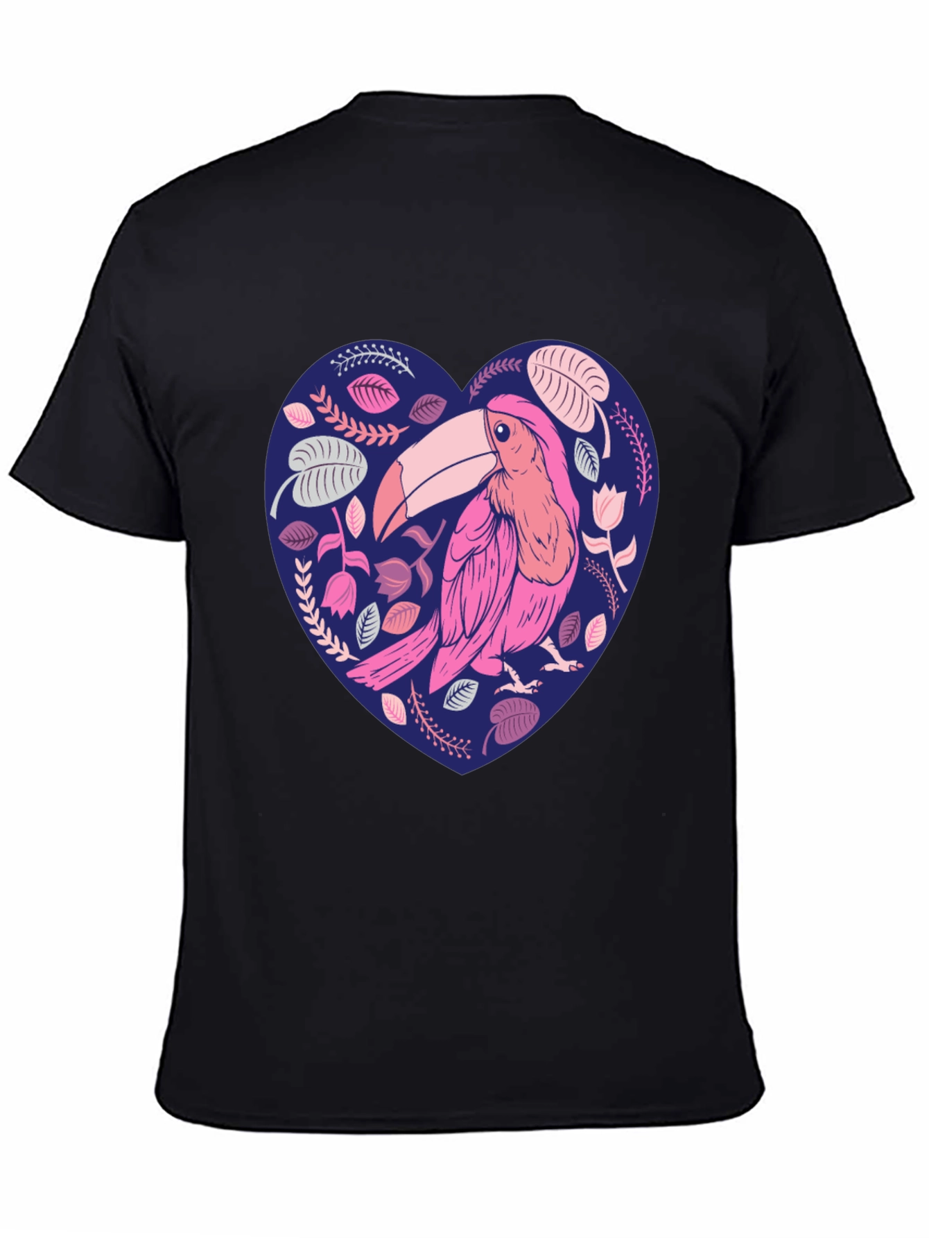 Toucan Heart Graphic Tee - Stylish Mens Black T-Shirt
