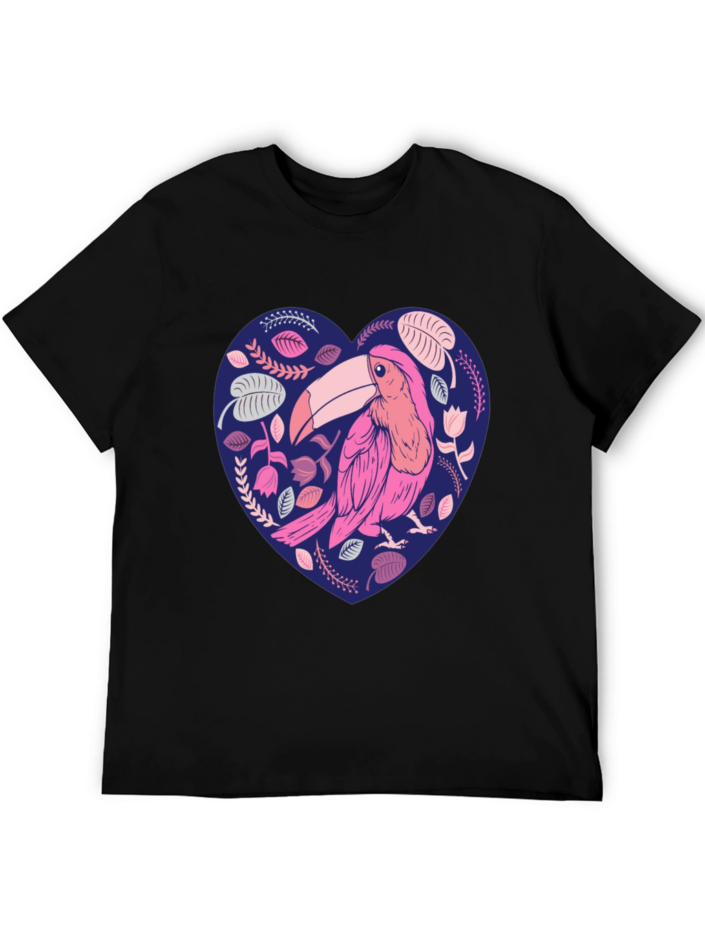 Toucan Heart Graphic Tee - Stylish Mens Black T-Shirt