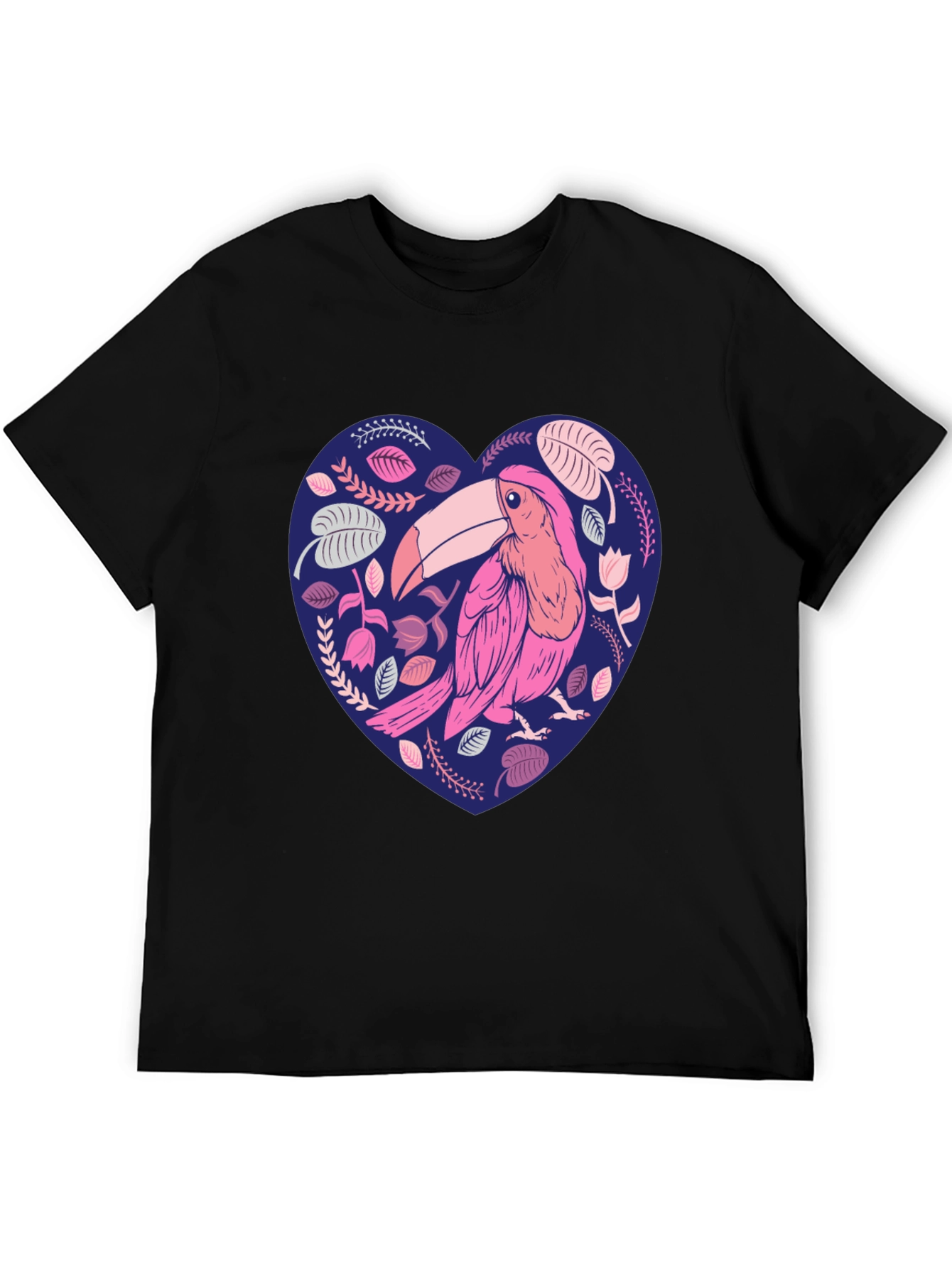 Toucan Heart Graphic Tee - Stylish Mens Black T-Shirt