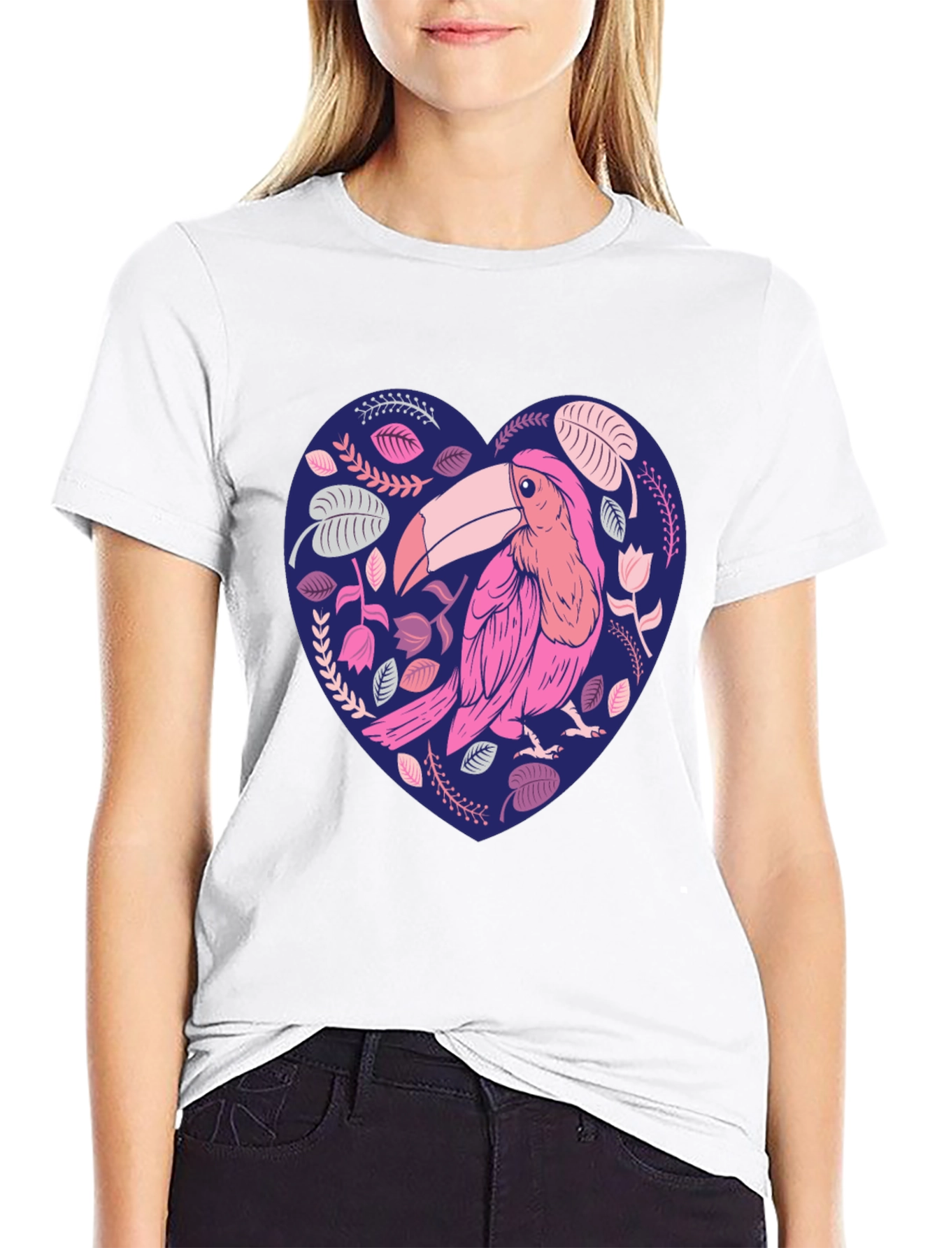 Toucan Heart Graphic Tee - Stylish Mens Black T-Shirt
