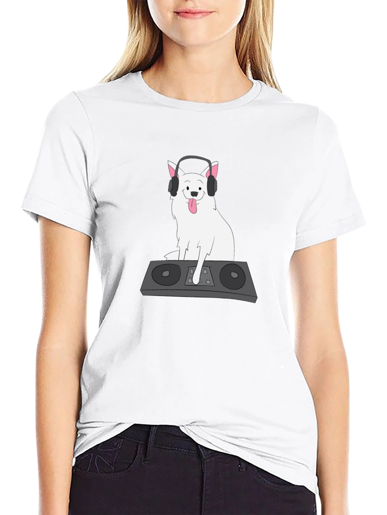 DJ Dog Graphic T-Shirt - Black Cotton Tee