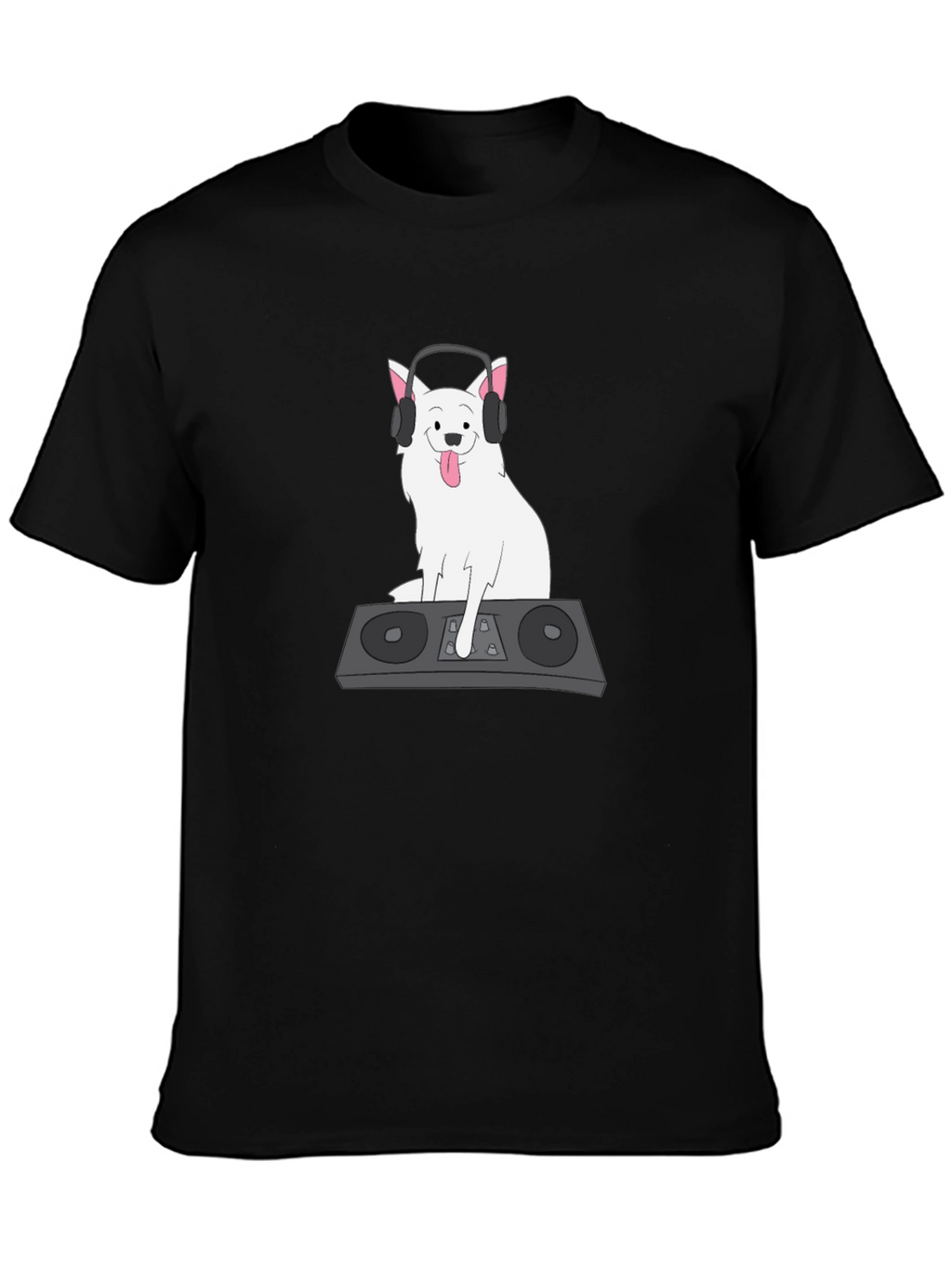 DJ Dog Graphic T-Shirt - Black Cotton Tee