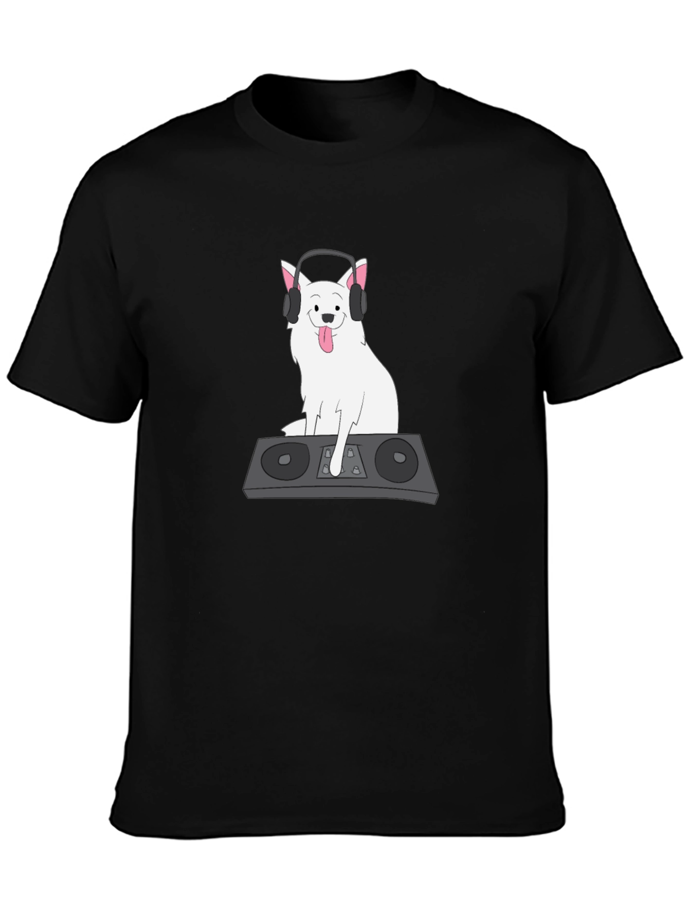 DJ Dog Graphic T-Shirt - Black Cotton Tee