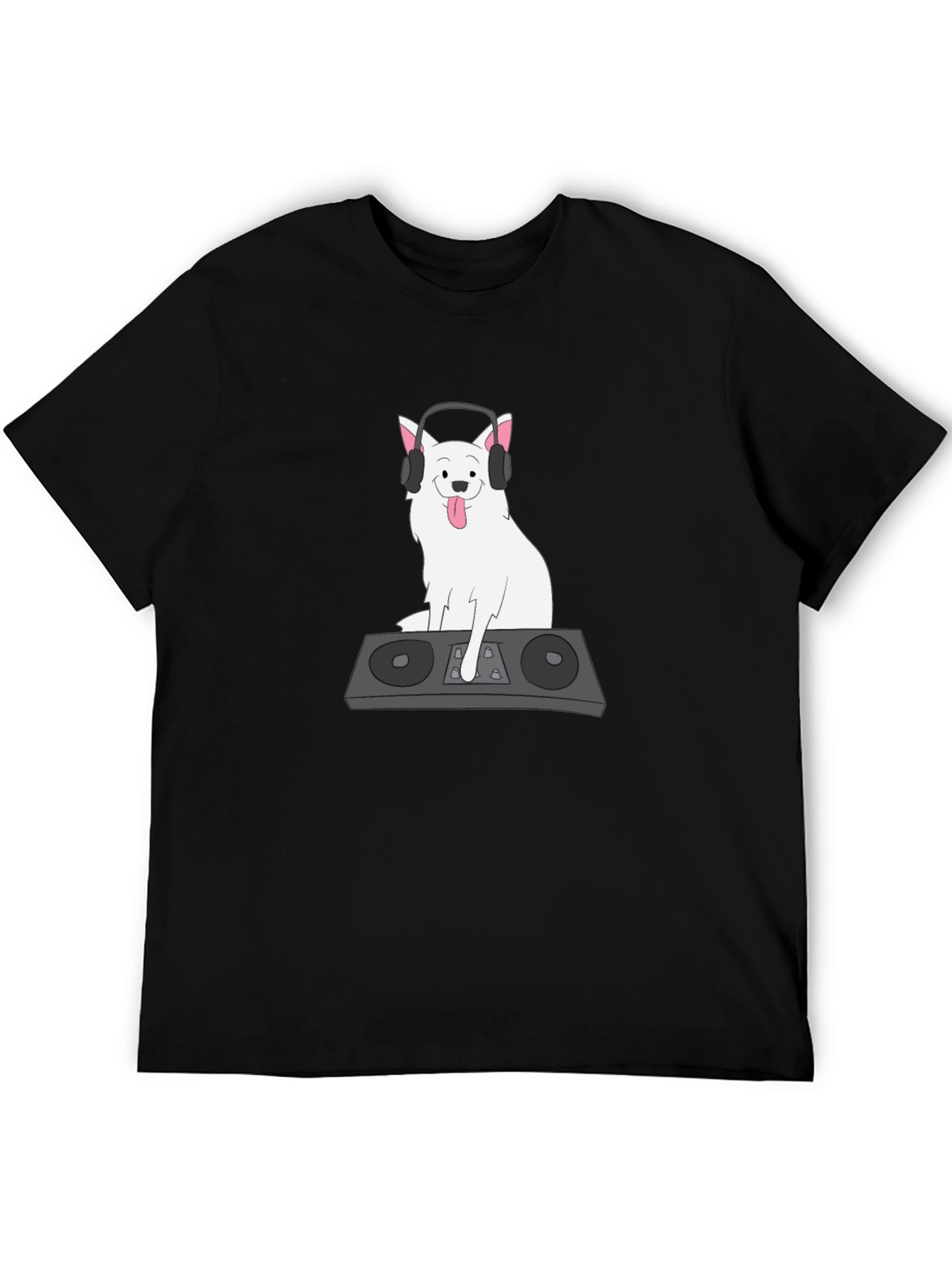 DJ Dog Graphic T-Shirt - Black Cotton Tee