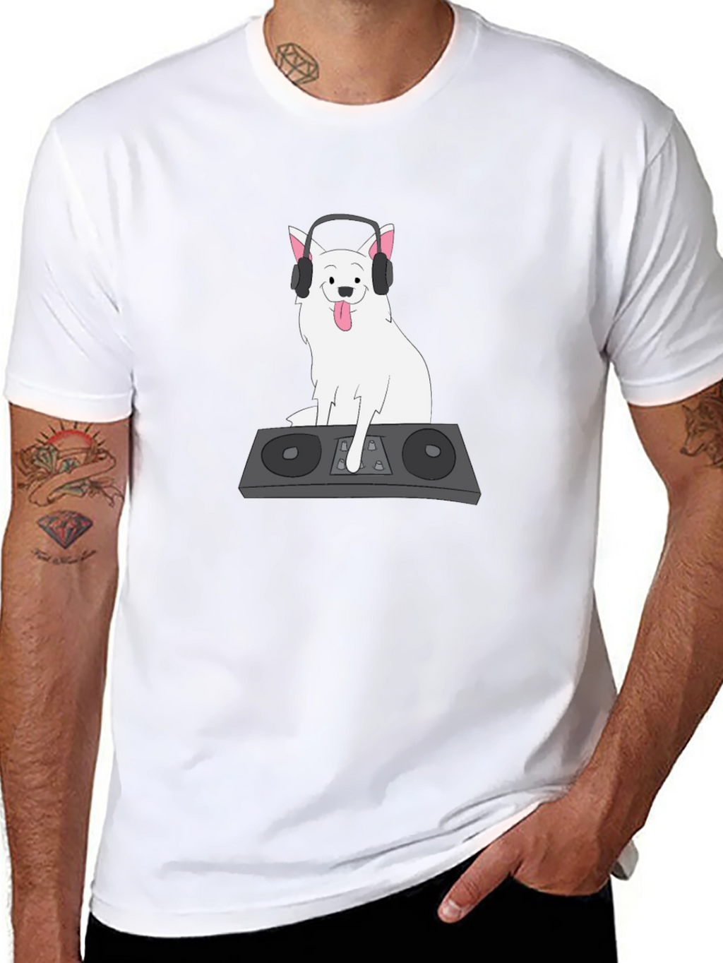 DJ Dog Graphic T-Shirt - Black Cotton Tee