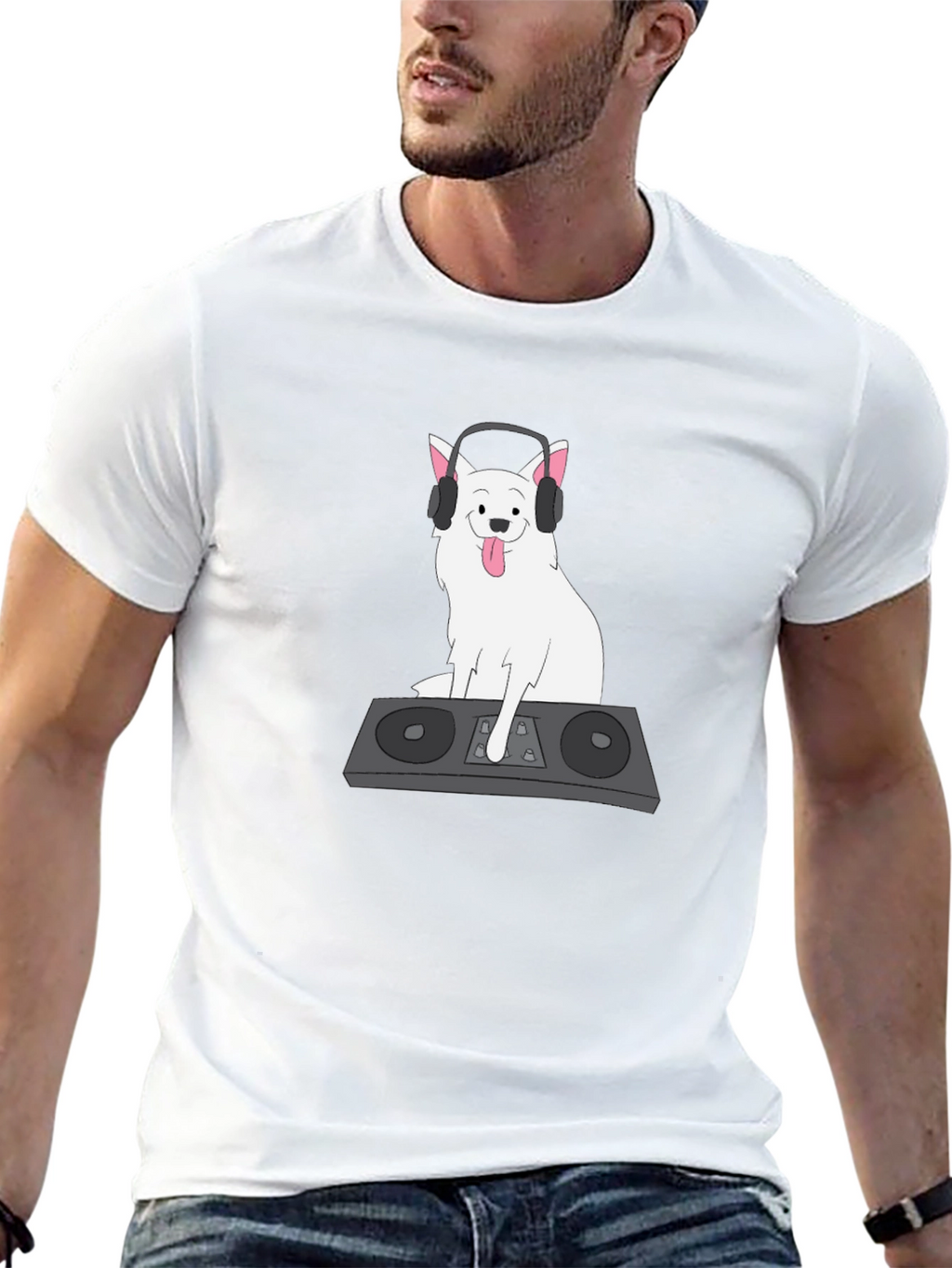 DJ Dog Graphic T-Shirt - Black Cotton Tee