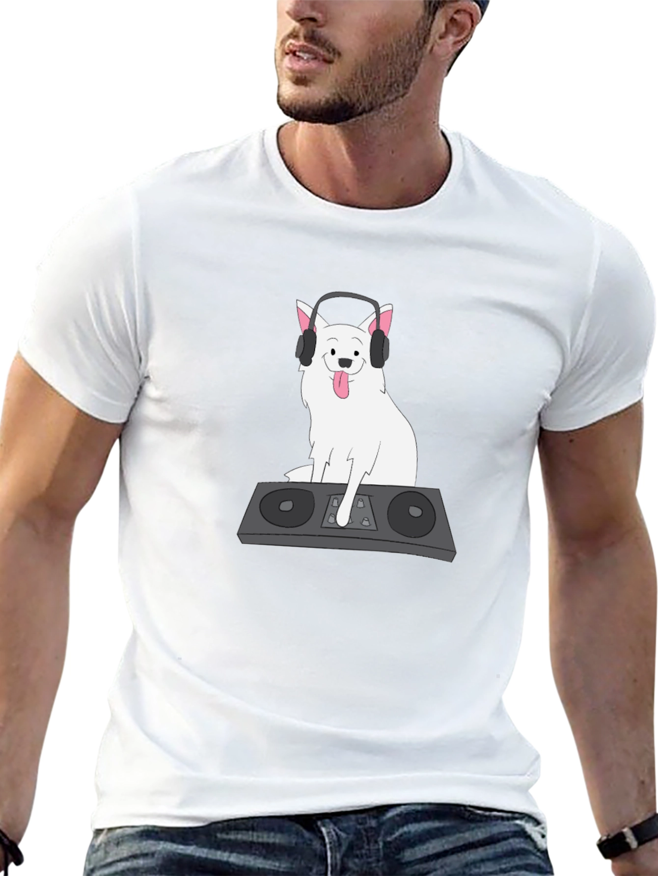 DJ Dog Graphic T-Shirt - Black Cotton Tee
