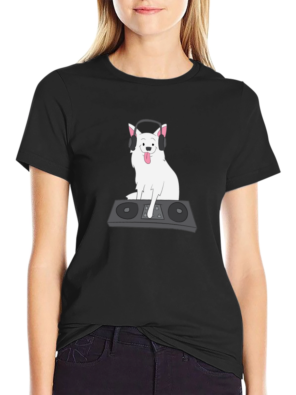 DJ Dog Graphic T-Shirt - Black Cotton Tee