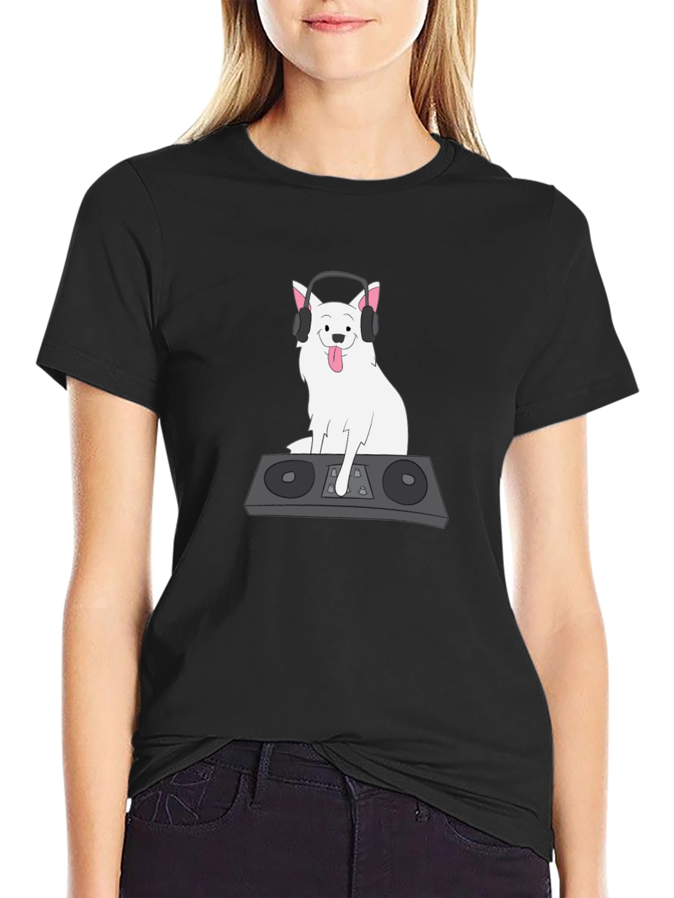 DJ Dog Graphic T-Shirt - Black Cotton Tee