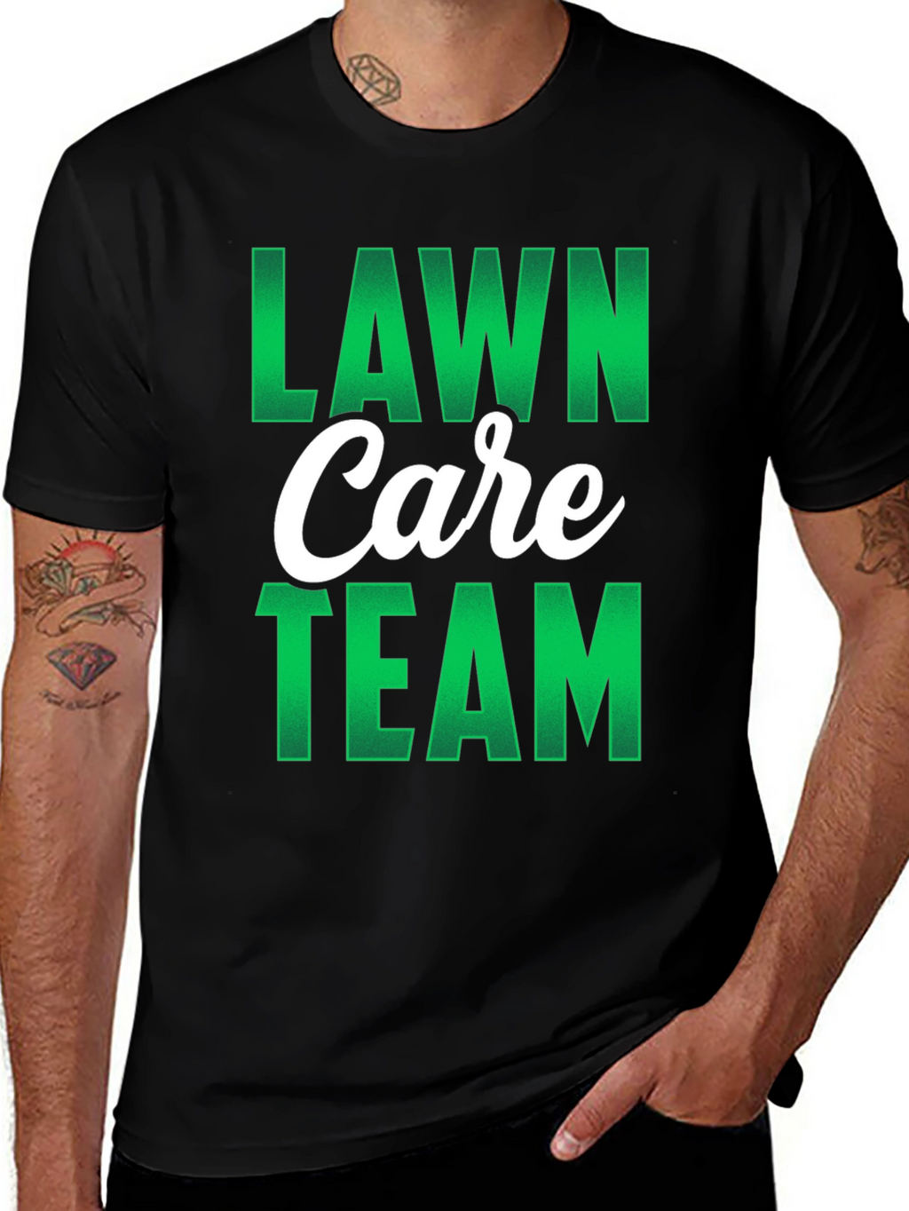 Lawn Care Team Graphic Tee - Black Cotton T-Shirt