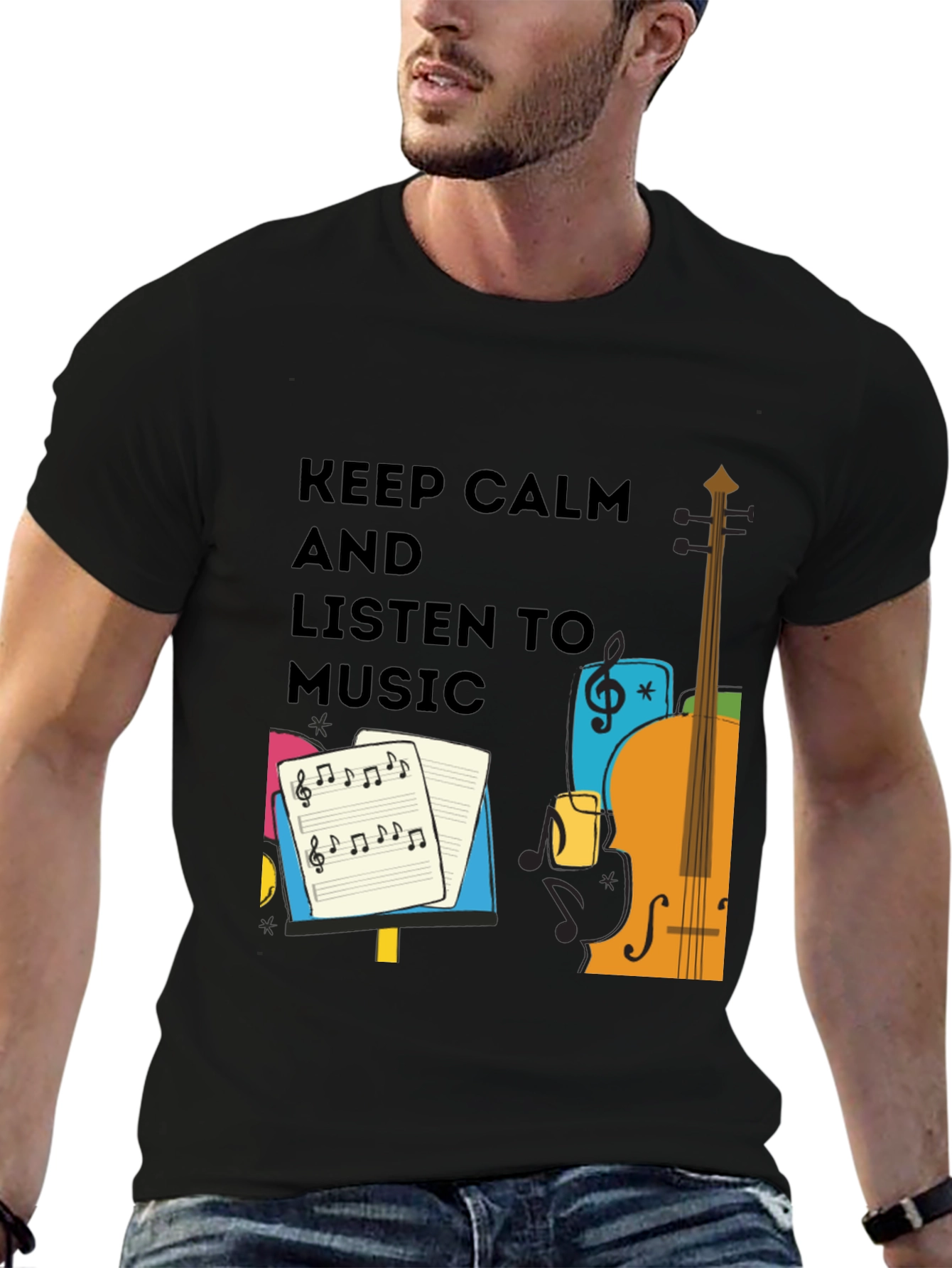 Keep Calm and Listen to Music - Graphic T-Shirt