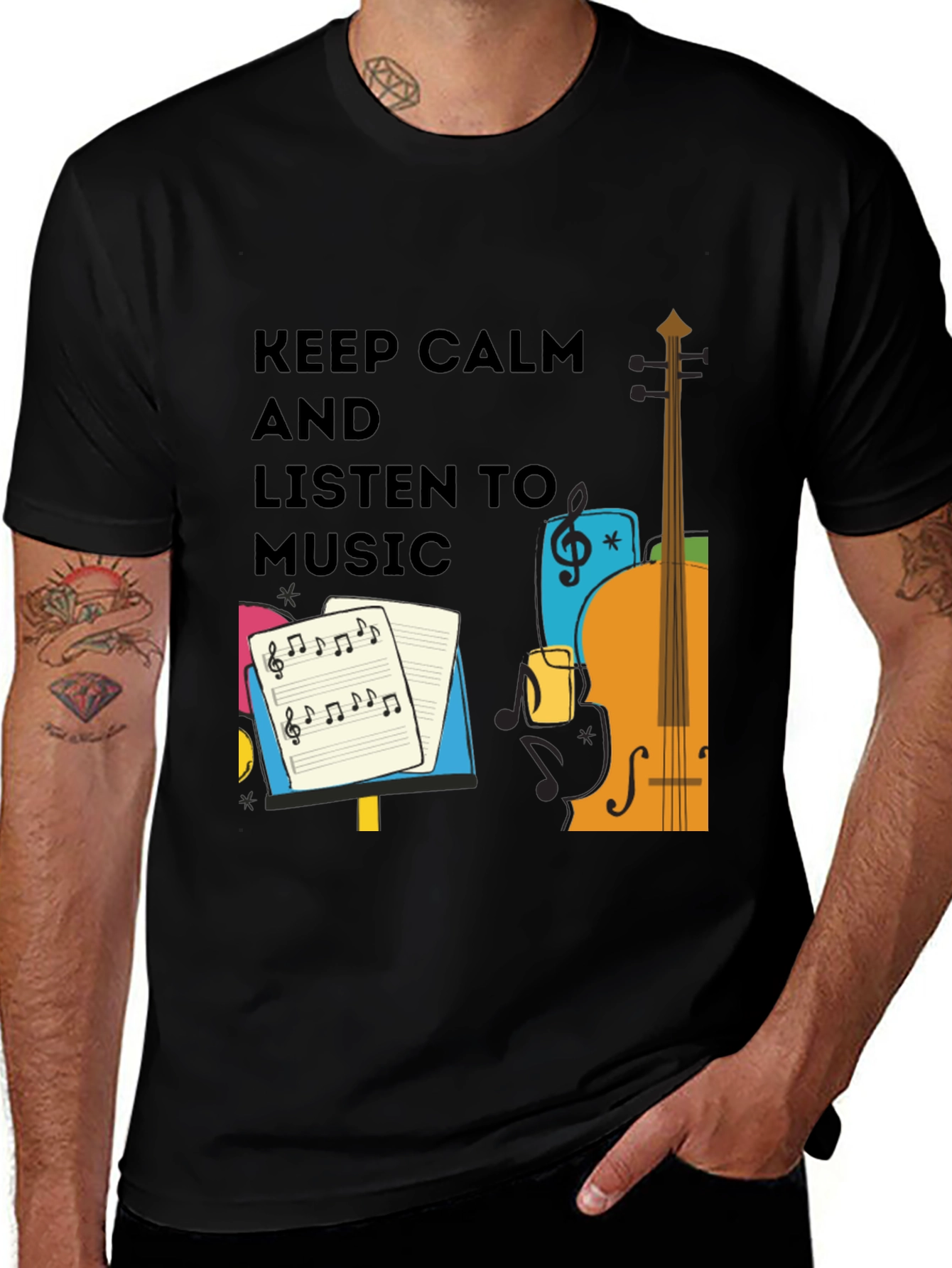 Keep Calm and Listen to Music - Graphic T-Shirt