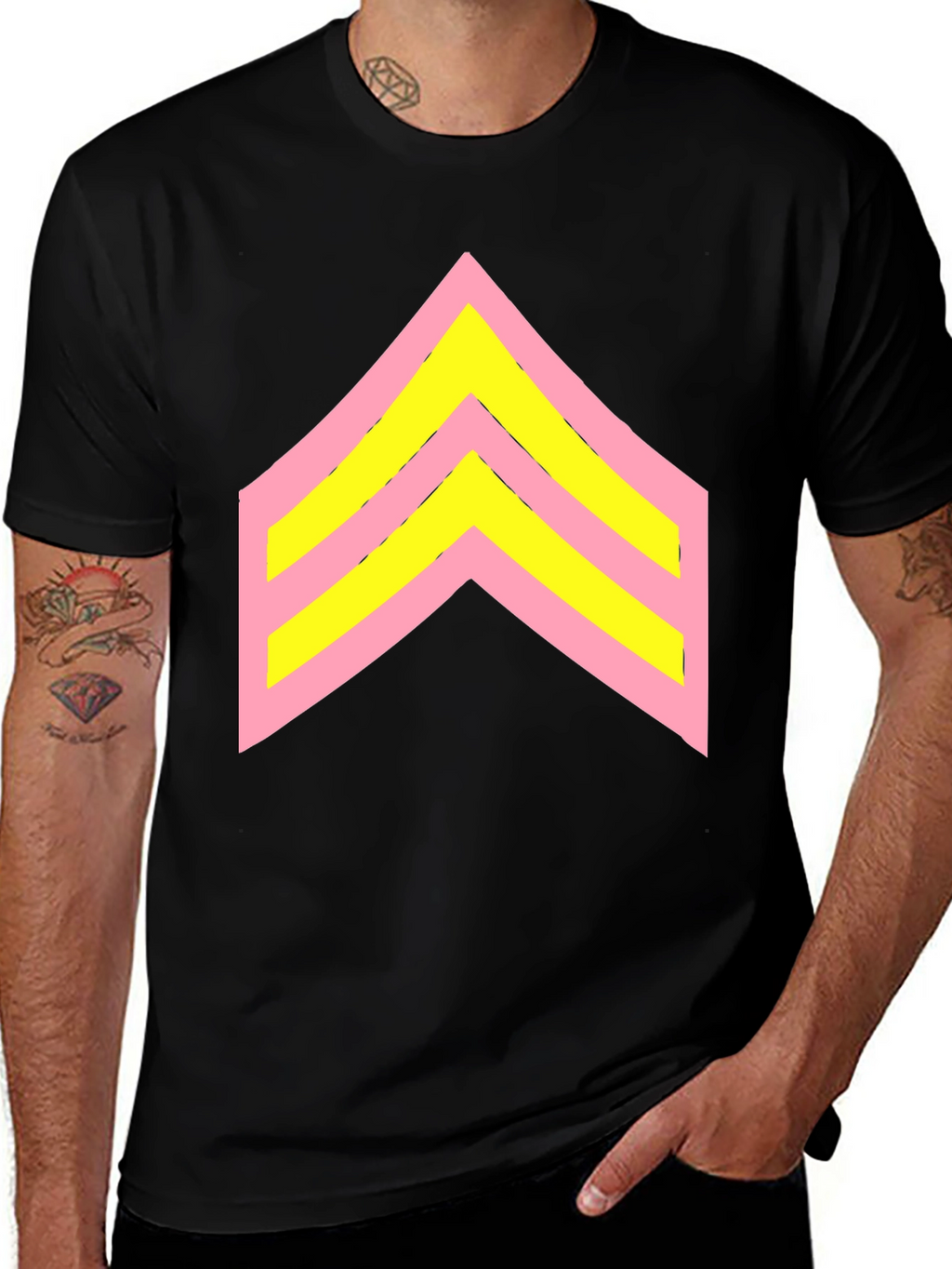 Retro Chevron Graphic Tee - Black