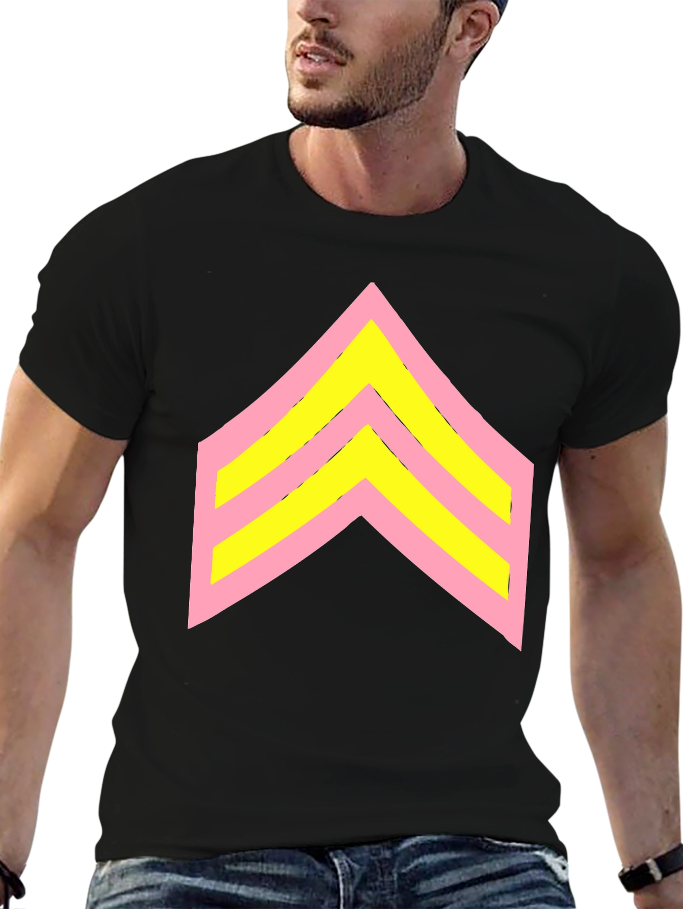 Retro Chevron Graphic Tee - Black