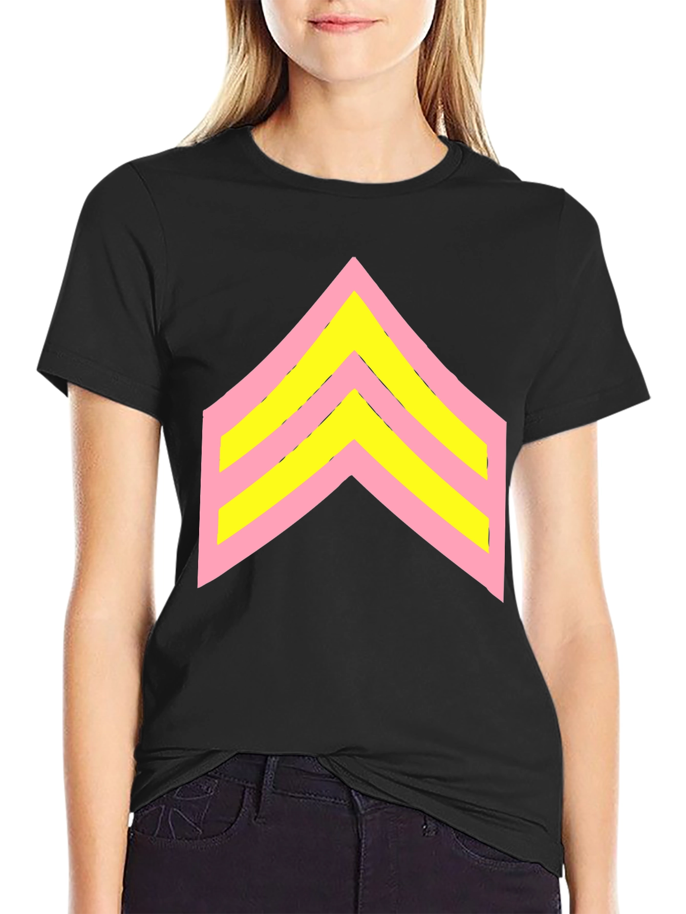Retro Chevron Graphic Tee - Black