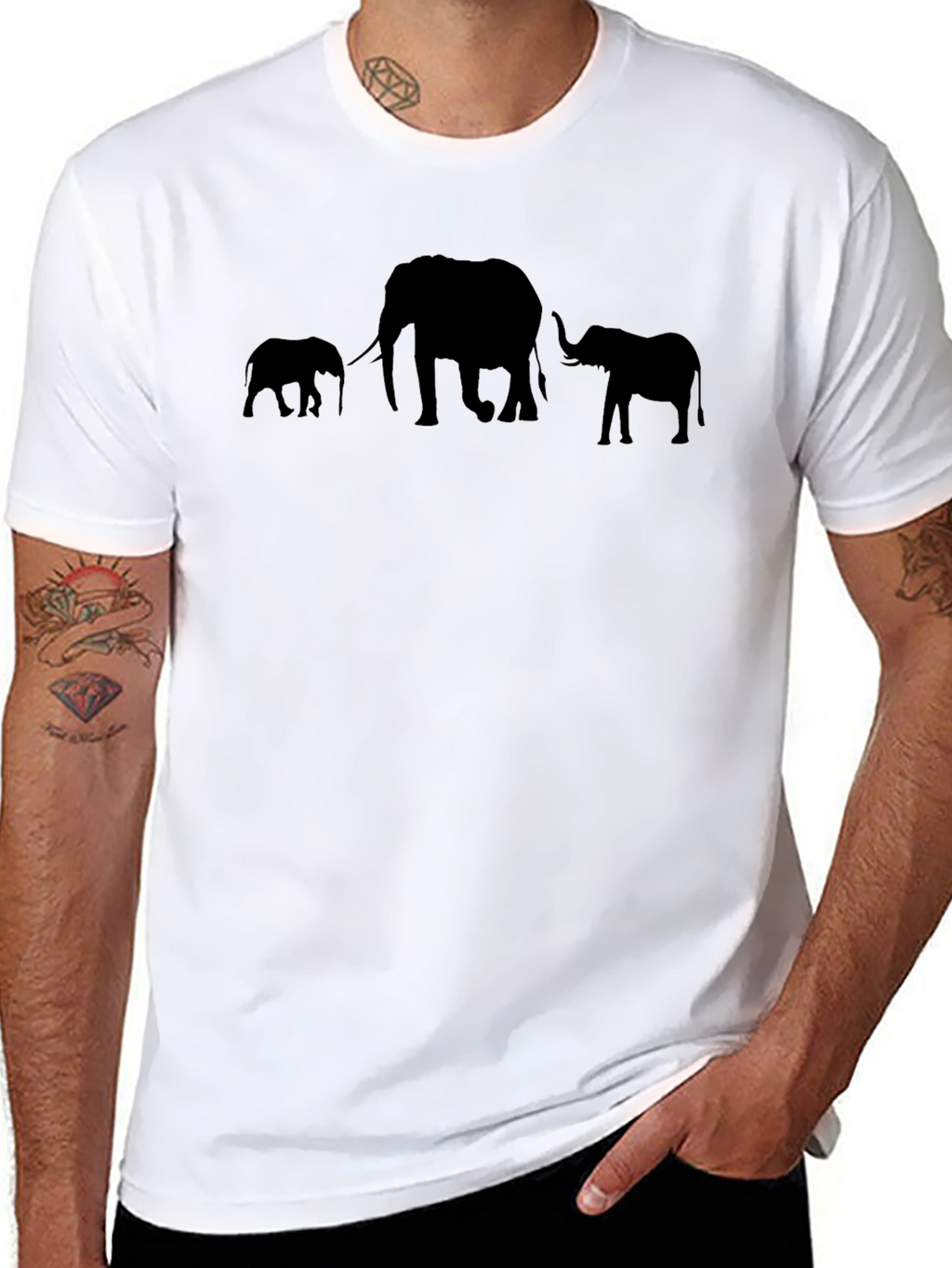Elephant Family Graphic Print Mens T-Shirt