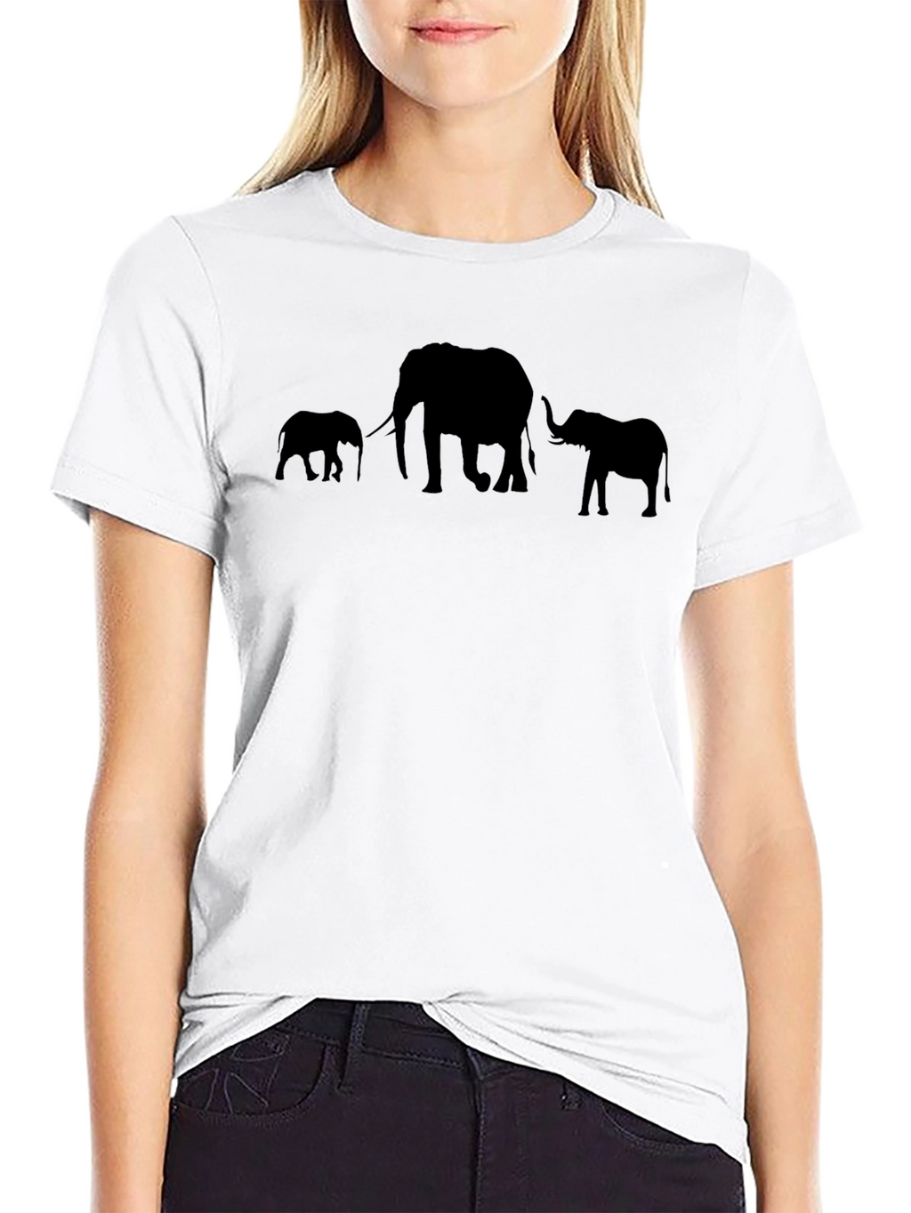 Elephant Family Graphic Print Mens T-Shirt