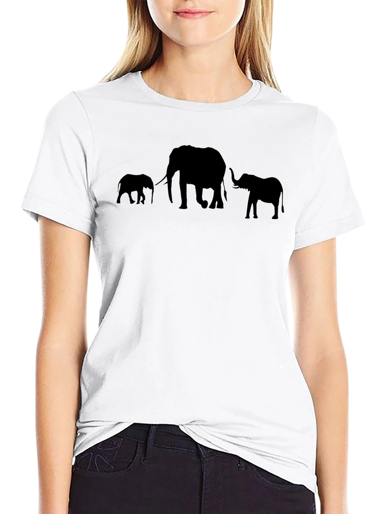 Elephant Family Graphic Print Mens T-Shirt
