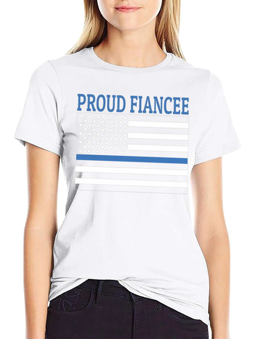 Proud Fiancee Thin Blue Line Flag T-Shirt