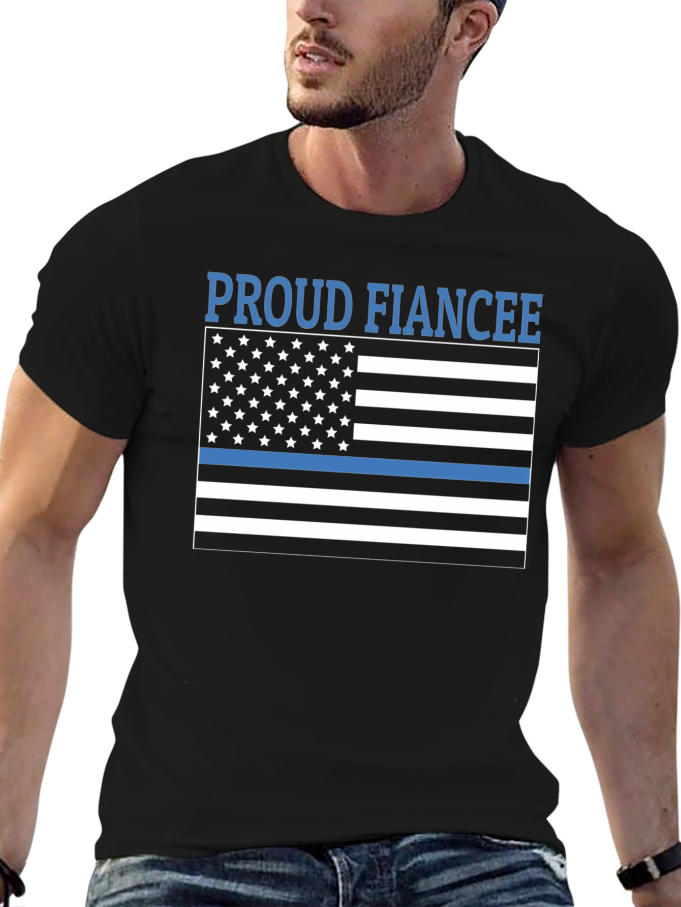 Proud Fiancee Thin Blue Line Flag T-Shirt