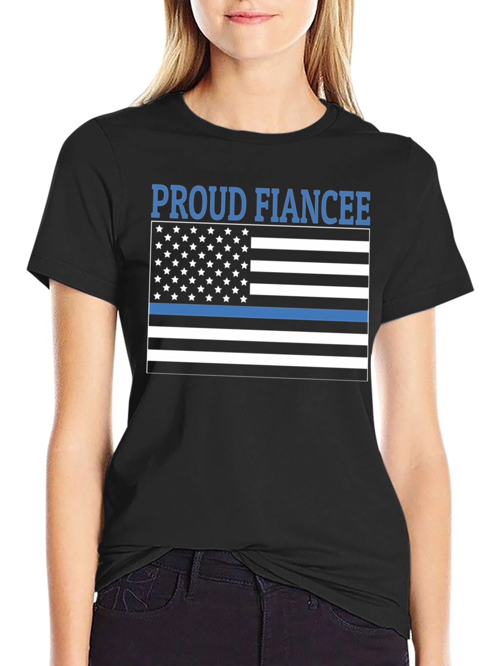 Proud Fiancee Thin Blue Line Flag T-Shirt