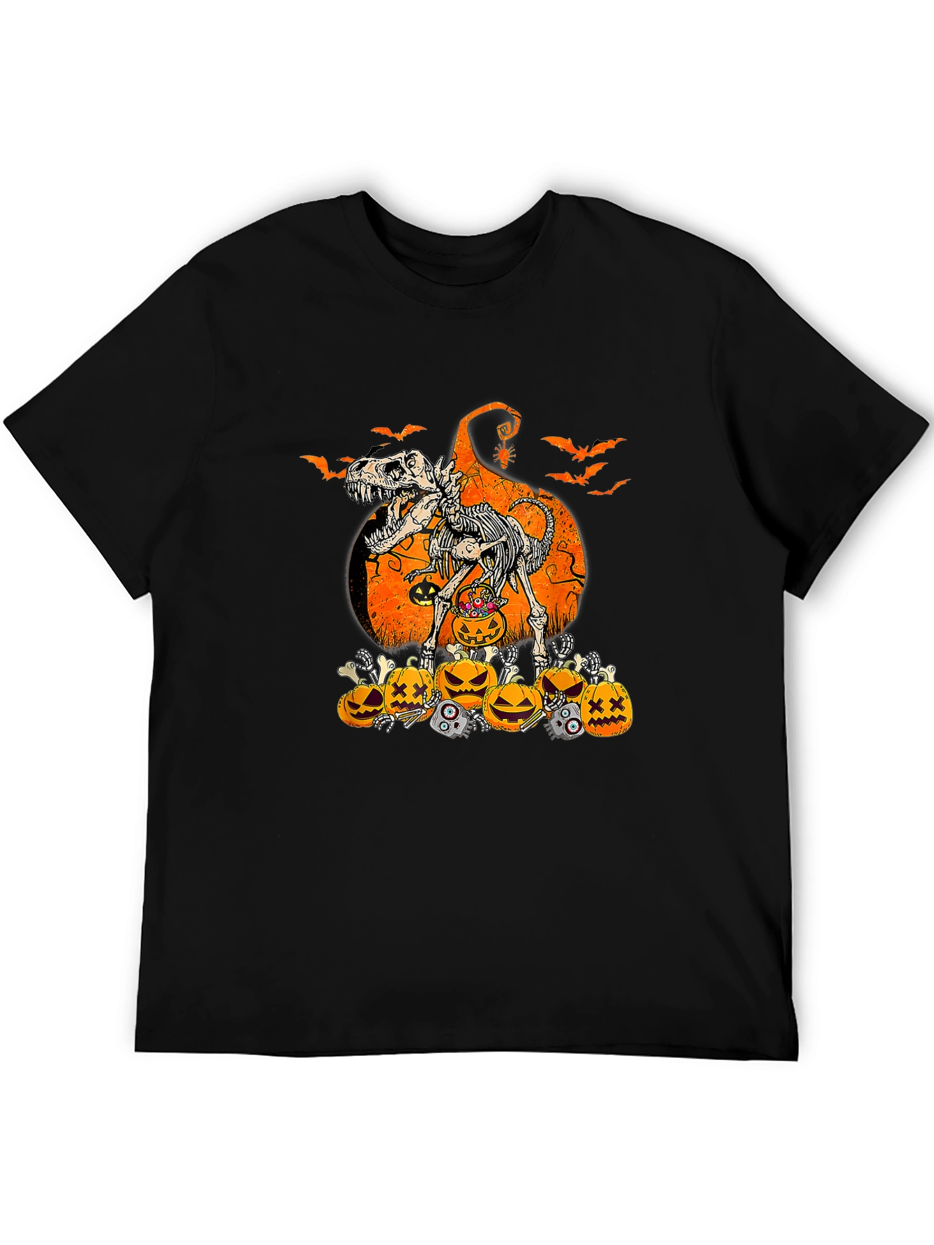 Halloween Dinosaur Skeleton Pumpkin T-Shirt