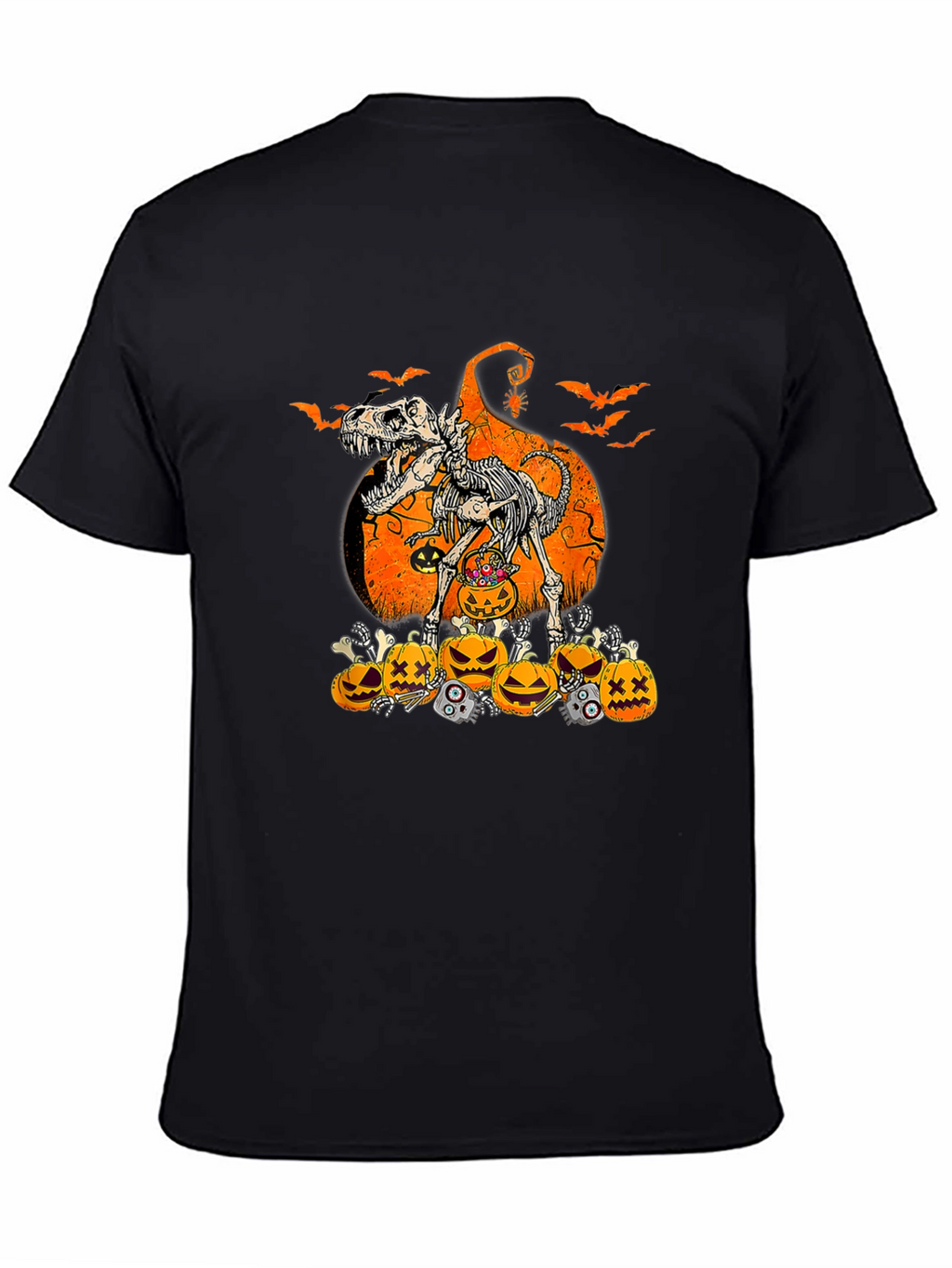 Halloween Dinosaur Skeleton Pumpkin T-Shirt